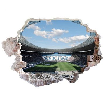Hertha BSC Wandtattoo 3D Wandtattoo Fußball Fanartikel Deko Aufkleber Hertha BSC Stadion bei Tag, Mauerdurchbruch Wandbild selbstklebend