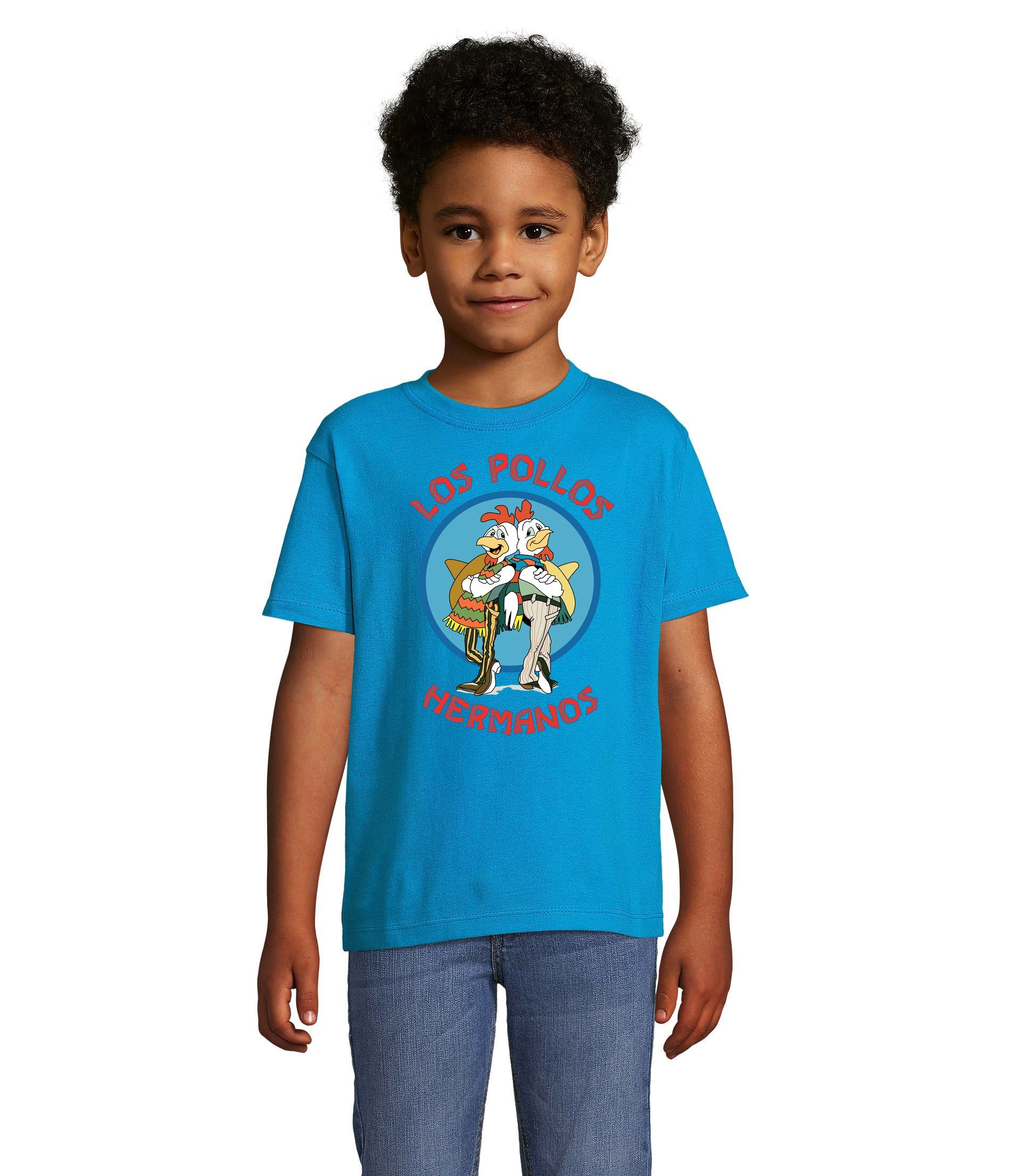 Blondie & Brownie T-Shirt Kinder Jungen & Mädchen Hermanos Hühner Los Pollos in vielen Farben Blau