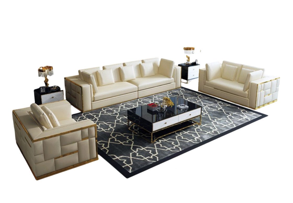 Xlmoebel Wohnzimmer-Set Luxuriöses mit Polsterung und Chaiselongue im Design, (4-St., Sofagarnitur 3+2+1 Sitzer+Chaiselongue), Hergestellt in Europa