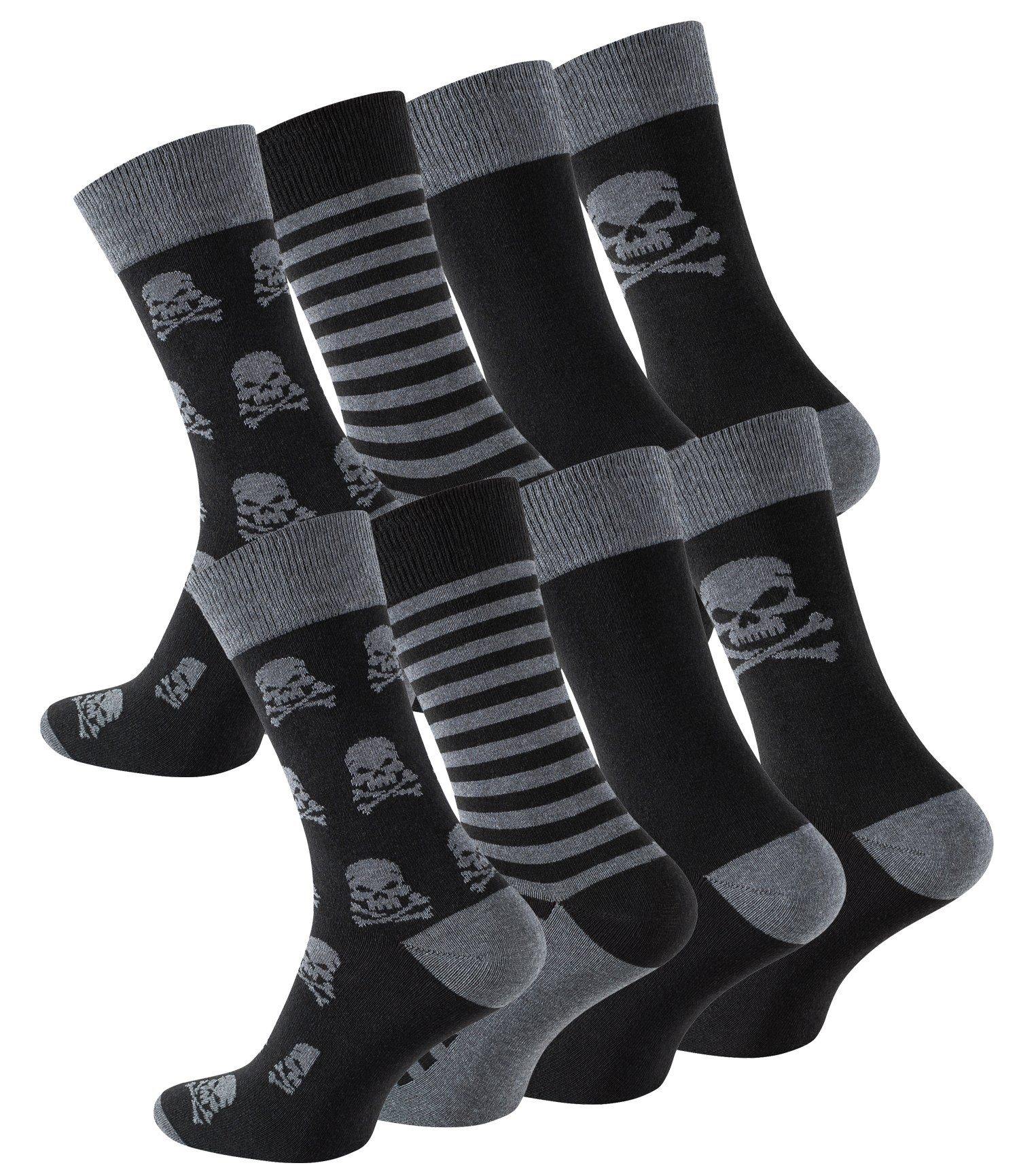 mit (8-Paar) Totenkopf-Design Cotton Prime® Socken