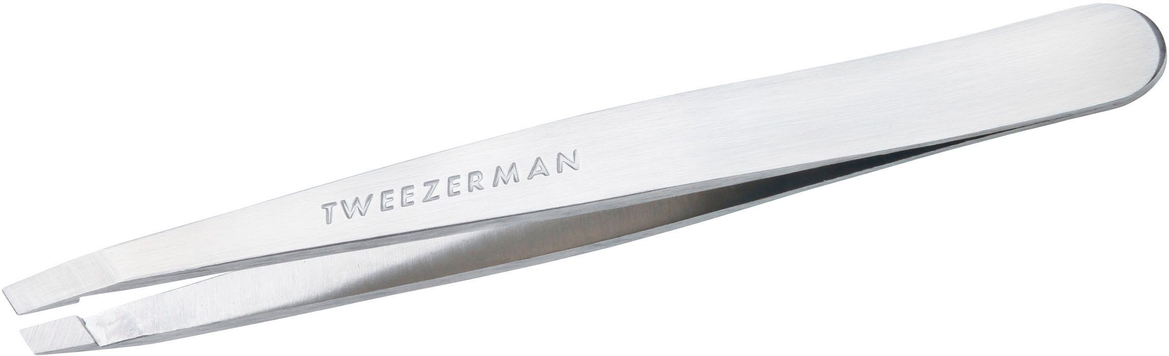 TWEEZERMAN Augenbrauenpinzette SLANT TWEEZER PLATINUM SILVER SCHRÄG