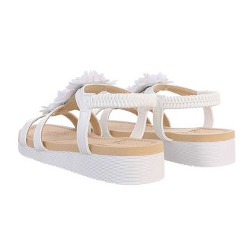 Ital-Design Damen Freizeit Riemchensandalette Keilabsatz/Wedge Keilsandaletten in Weiß