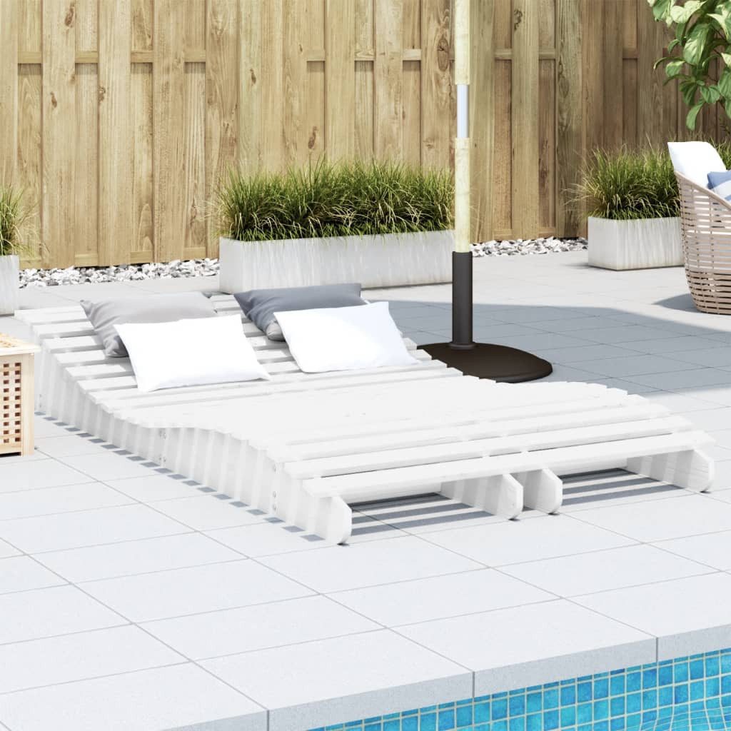 vidaXL Gartenliege Sonnenliegen 2 Stk. Weiß 205x60x31,5 cm Massivholz Kiefer, 2 St.