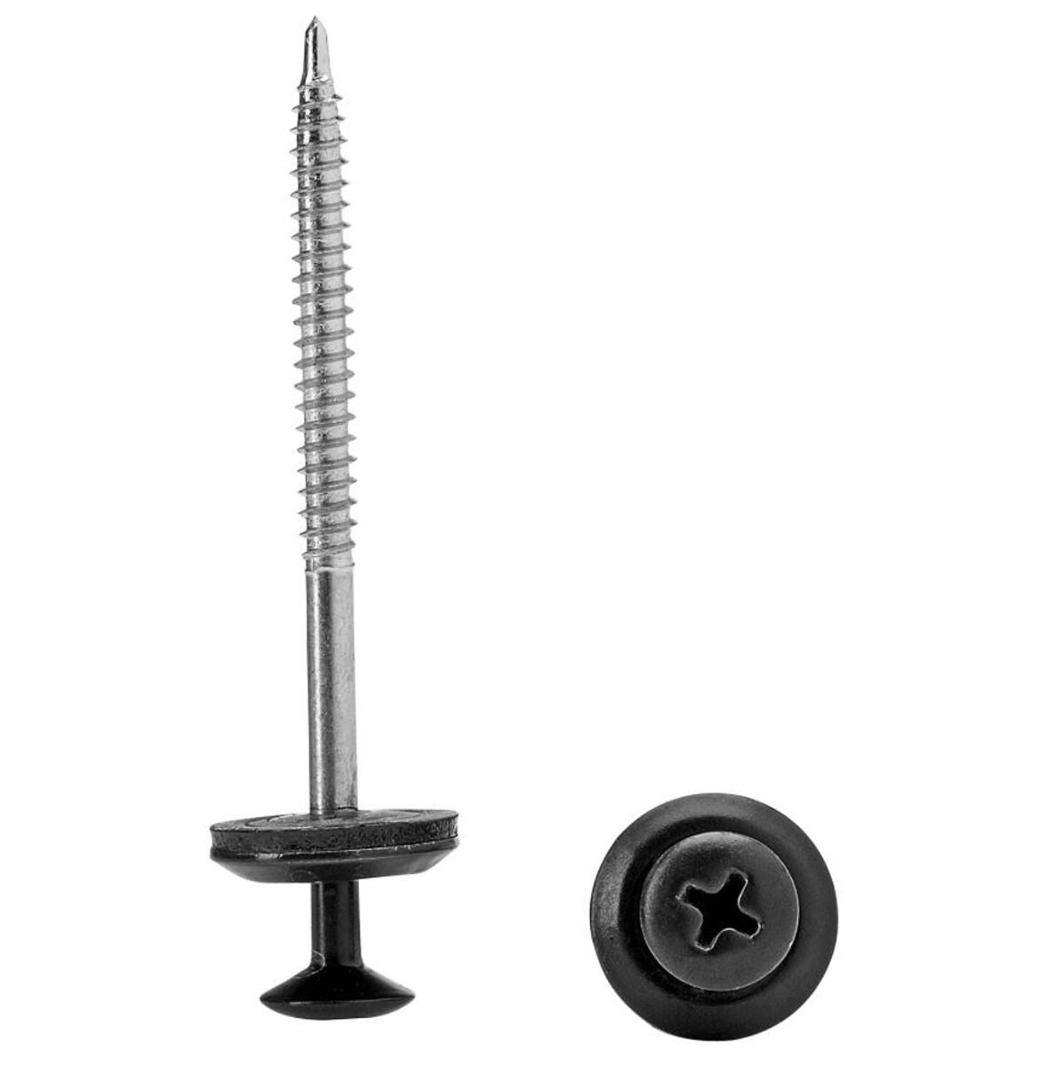 Onduline Dachbahn 100 Stück Spezialschrauben selbstschneidend, Farbe: schwarz, rund, (100-St), Größe: 3,9 x 60 mm, für Onduline Dachplatten