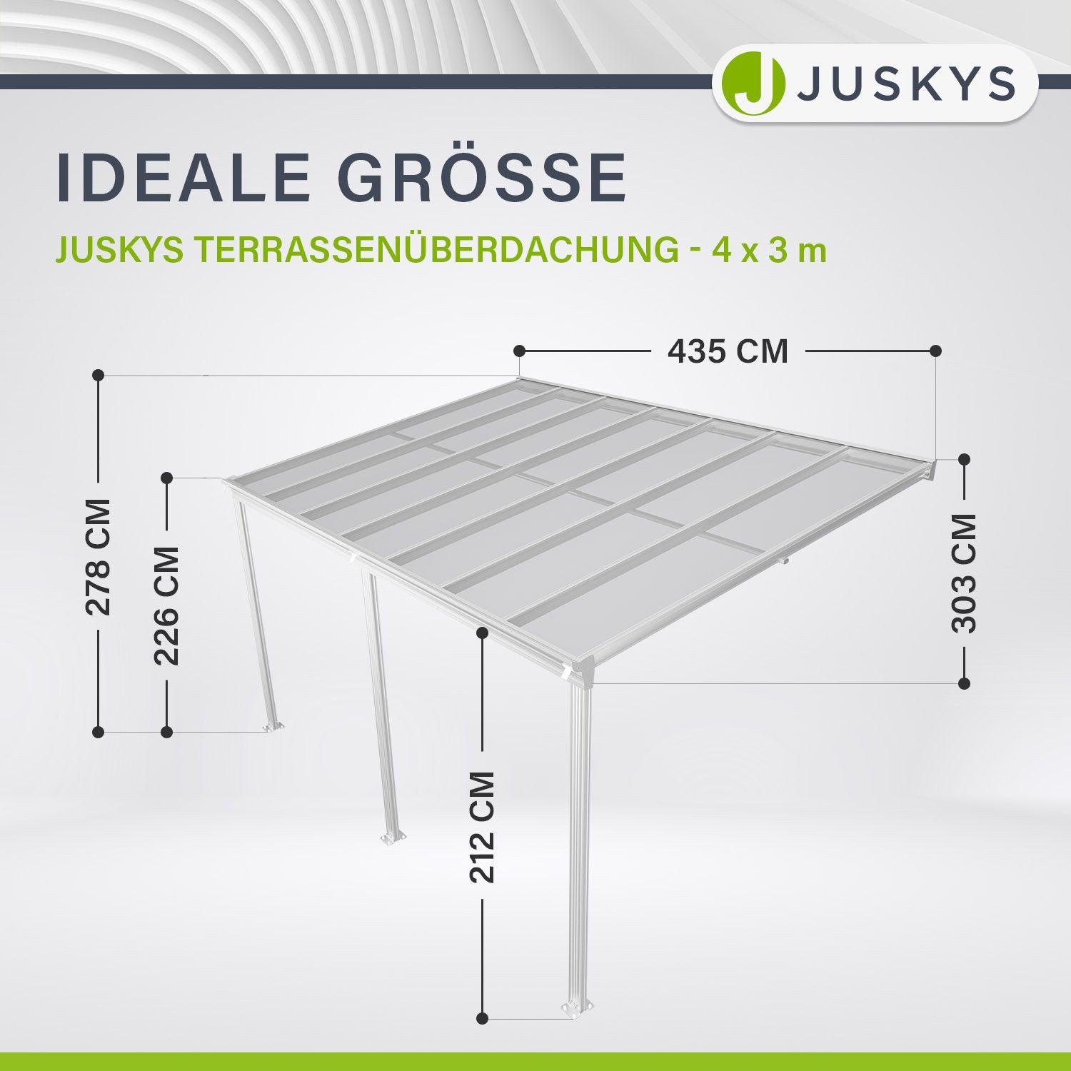 Juskys Terrassendach Borneo, 4x3 m, Regen- günstig online kaufen