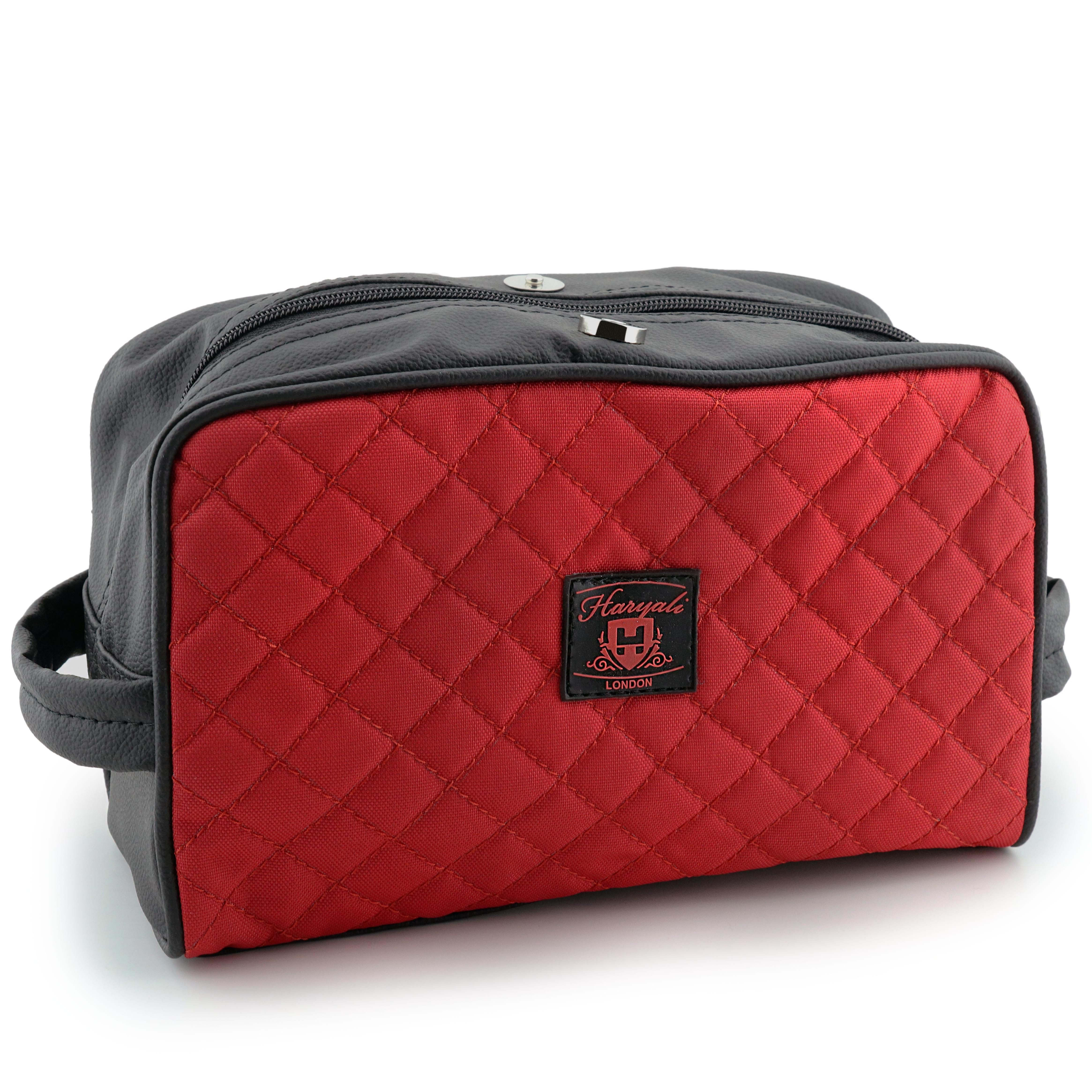 Haryali London Kulturbeutel Reiseset Kosmetiktasche wasserabweisend Essential Bag für Unisex (1-tlg., Reißverschluss und Magnetverschluss), Aus Rindsleder und Canvas für einen edlen Look