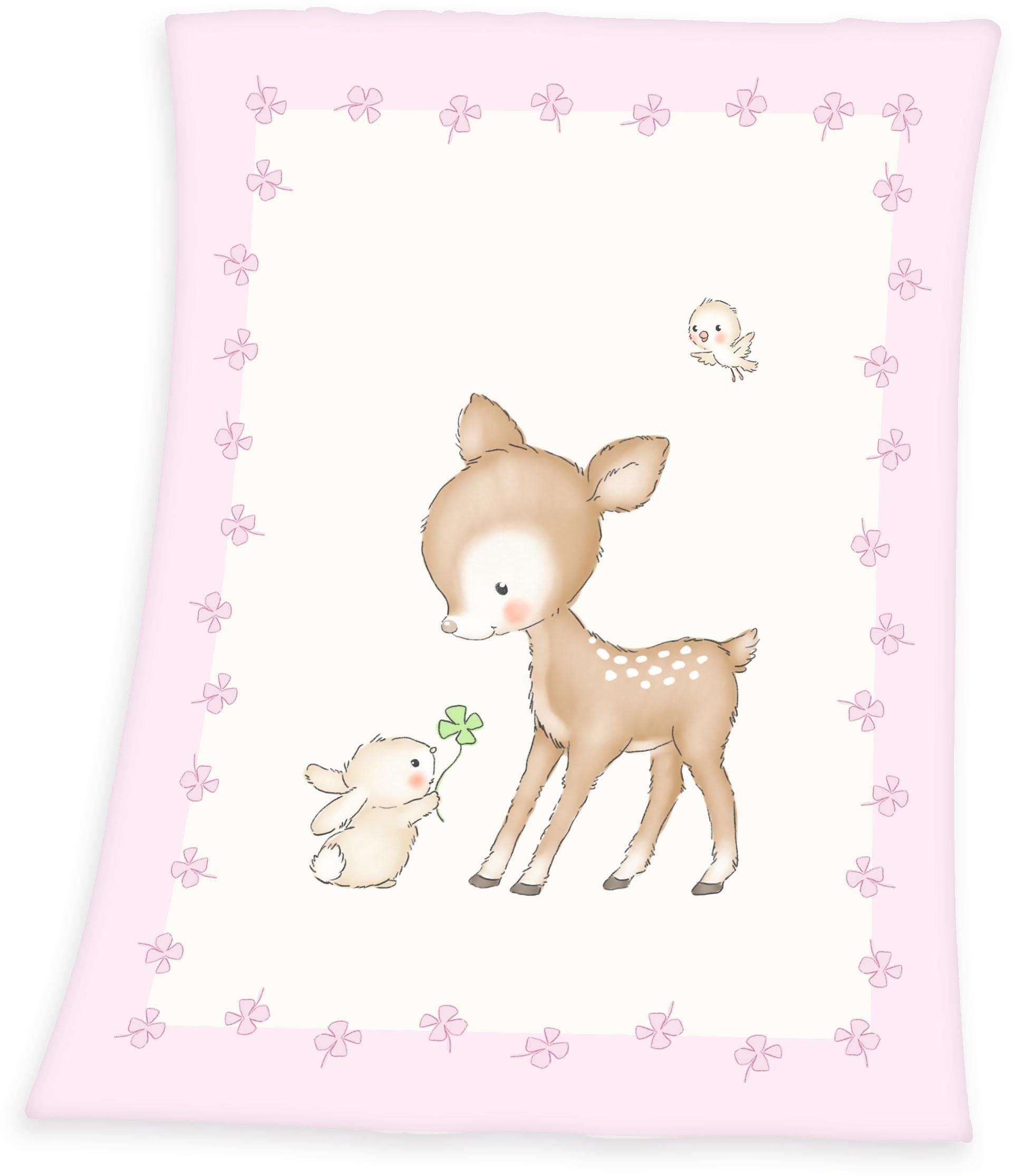Wohndecke Fynn Reh, Herding, mit Motiv, Kuscheldecke
