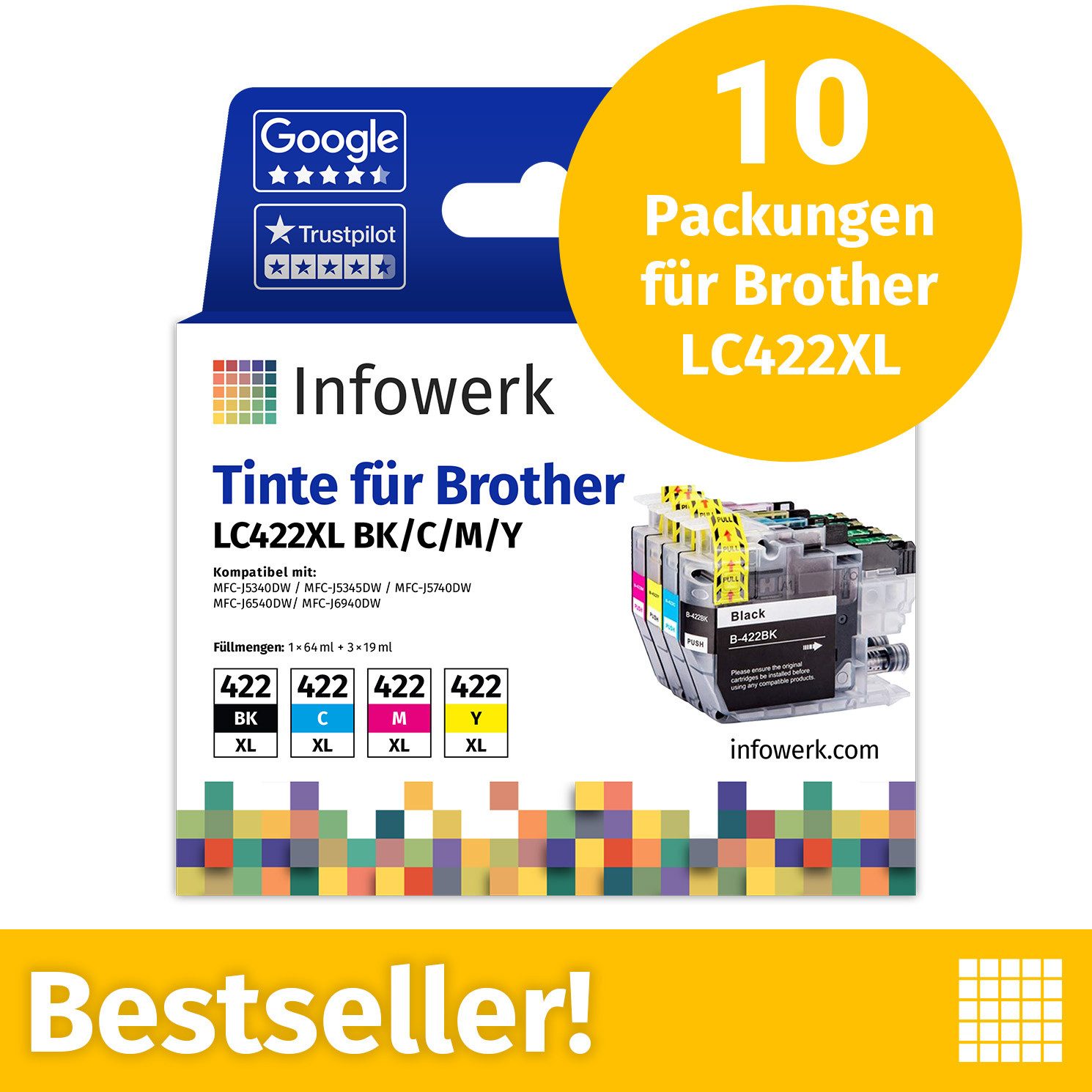 Infowerk Tintenpatrone (Packung, 10-tlg)