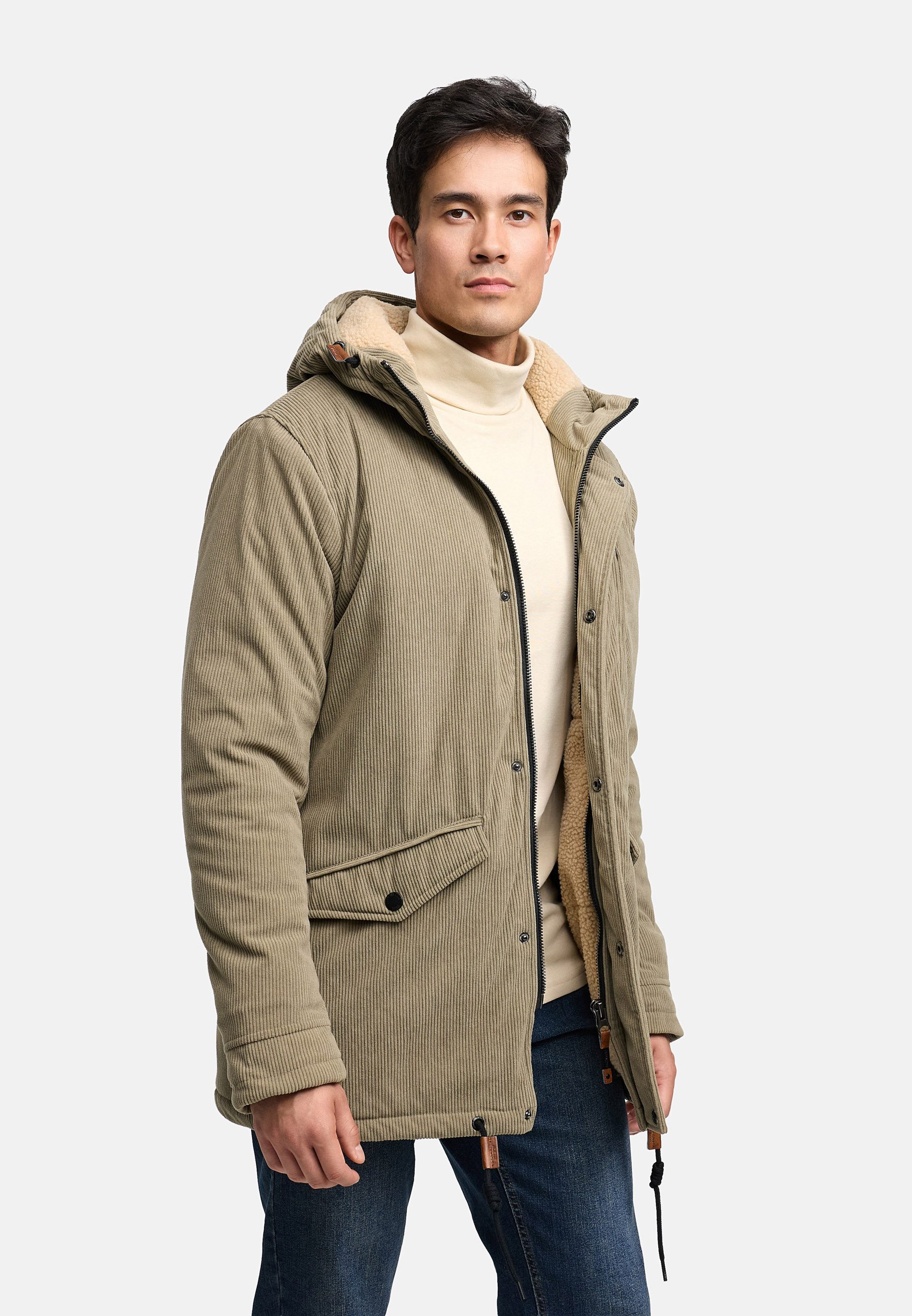 Indicode Winterjacke Herren INLedley Jacke Winter Herrenjacke Mit warmem Teddyfutter und verstellbarer Kapuze