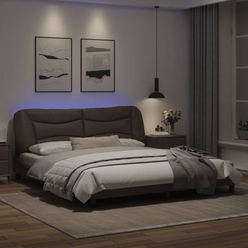 vidaXL Bett Bettgestell mit LED Grau 180x200 cm Kunstleder