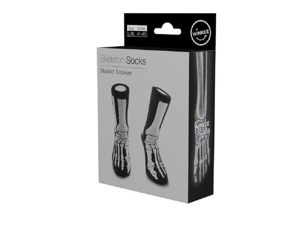 Winkee Socken Skelett (Box, 1-Paar, Größe 41-45) Knochen Motiv, Strümpfe