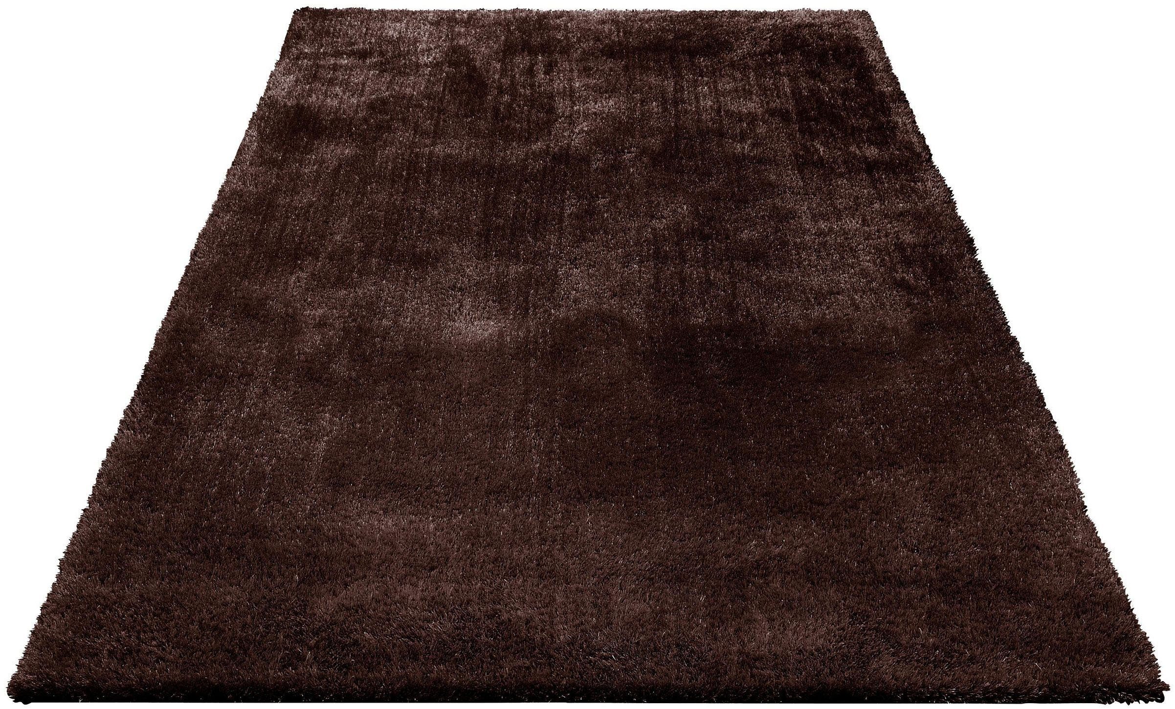 Hochflor-Teppich Deman, Home affaire, rechteckig, Höhe: 25 mm, Uni-Farben, Mikrofaser Teppiche, flauschig, Wohnzimmer, Schlafzimmer braun