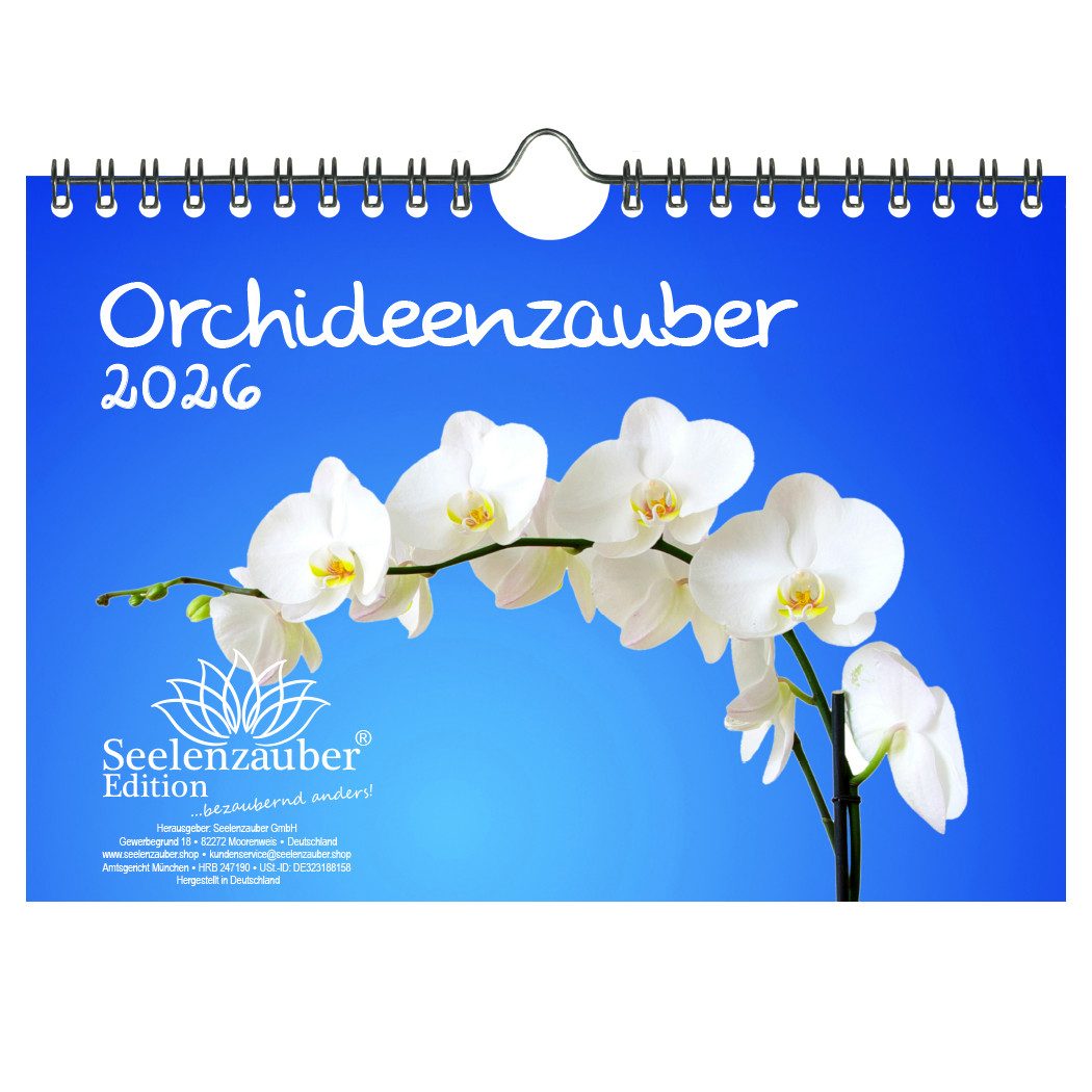 Seelenzauber Wandkalender Orchideenzauber DIN A5 Kalender für 2026 Orchideen und Blüten