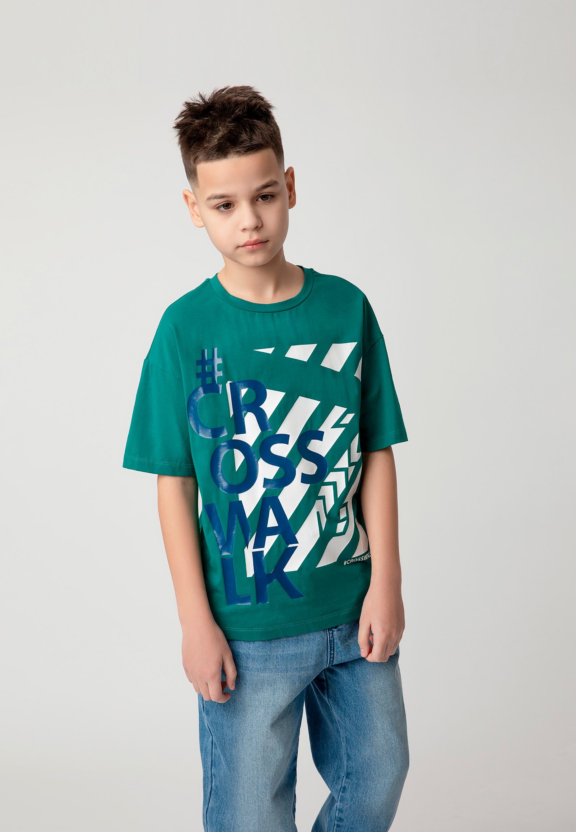 stylischem Gulliver mit Frontprint T-Shirt