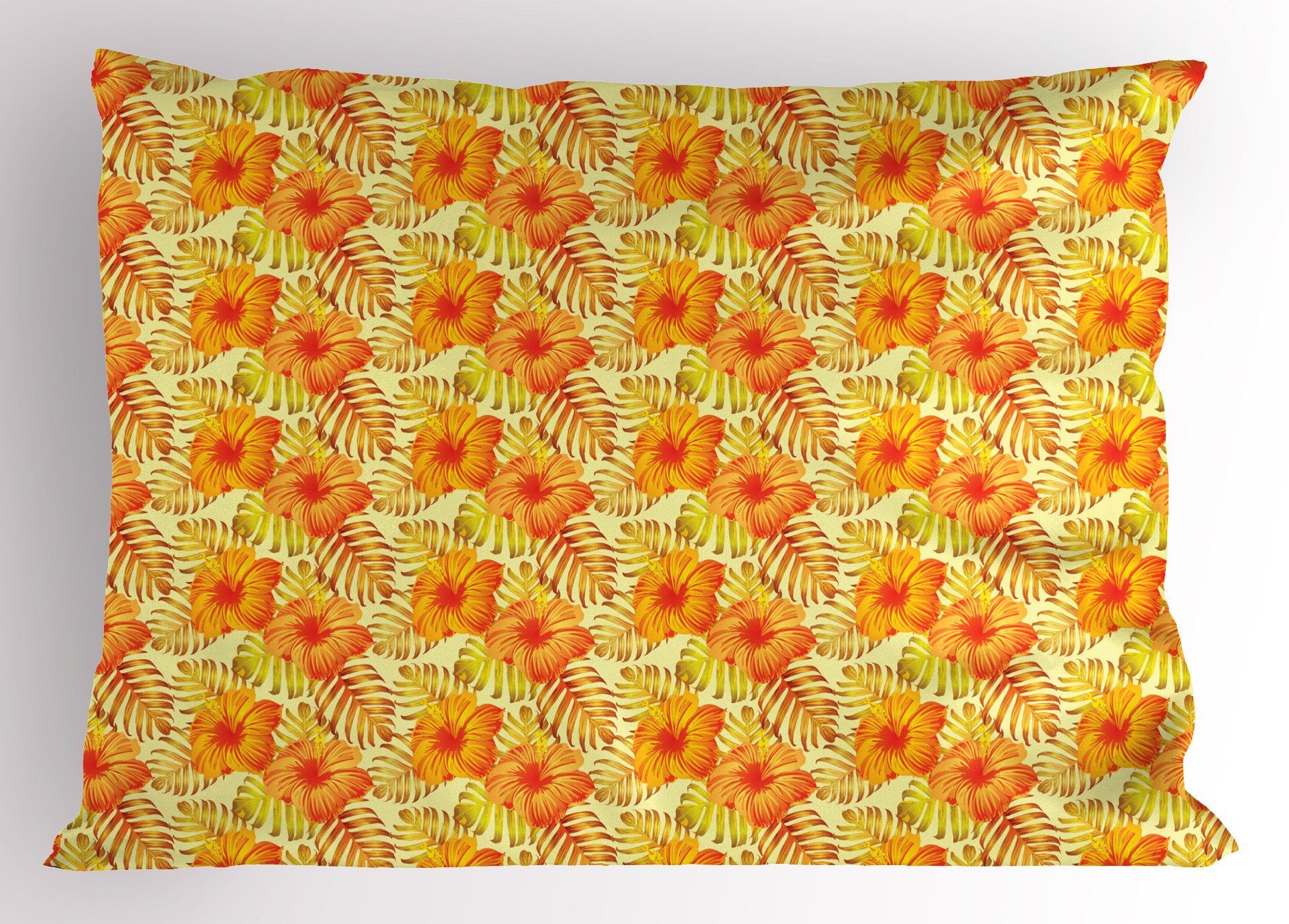 Kissenbezüge Dekorativer Standard King Size Gedruckter Kissenbezug, Abakuhaus (1 Stück), Hibiskus Exotische Blumen Palmenblätter