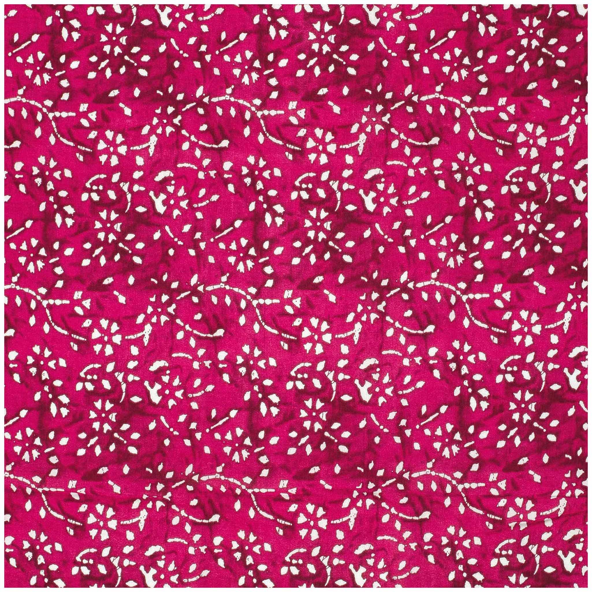 maDDma Stoff Baumwoll-Voile Stoff Florales-Muster Batik Meterware 145cm breit, magenta