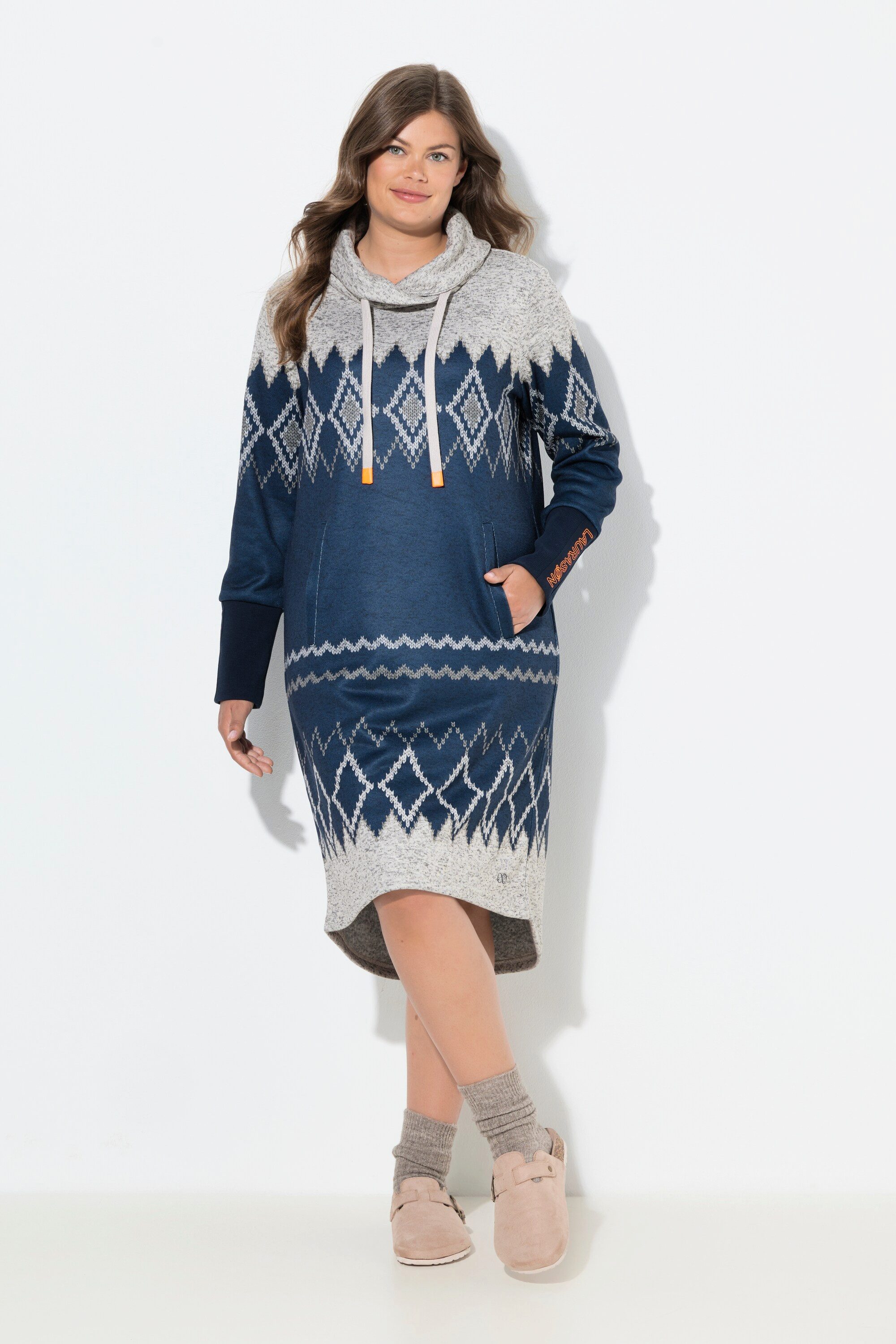 Laurasøn Midikleid Norweger-Kleid Kapuze Langarm günstig online kaufen
