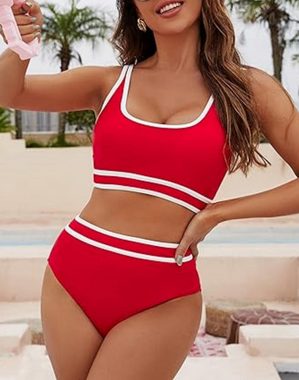 Orient Phoenix Monokini Damen-Bikini-Sets mit hoher Taille, sportliche zweiteilige Badeanzüge Bikini-Sets-Bauchkontrolle, Farbblock-Badeanzüge,Tankini-Anzüge