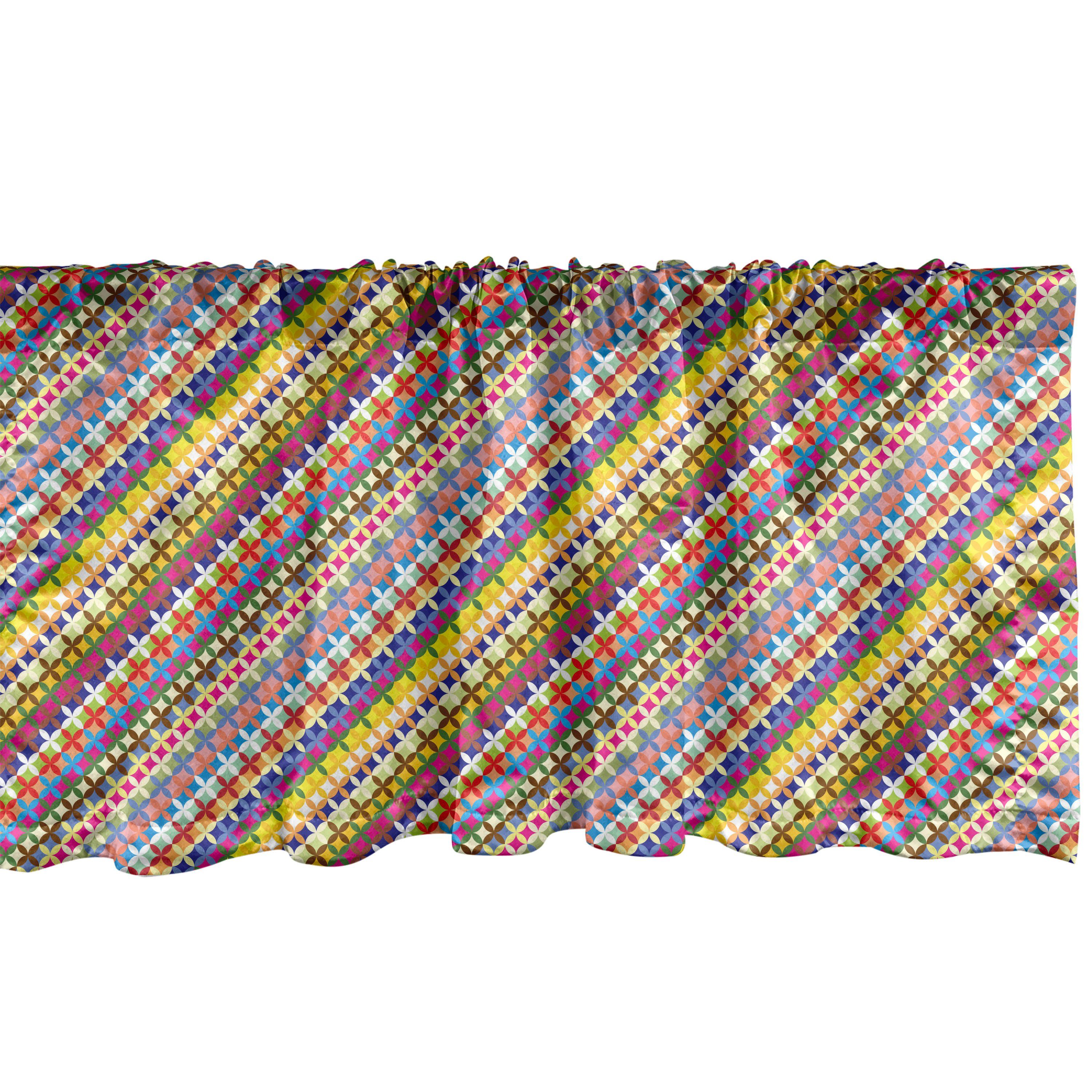 Scheibengardine Vorhang Volant für Küche Schlafzimmer Dekor mit Stangentasche, Abakuhaus, Microfaser, Abstrakt Blume des Lebens Stripes