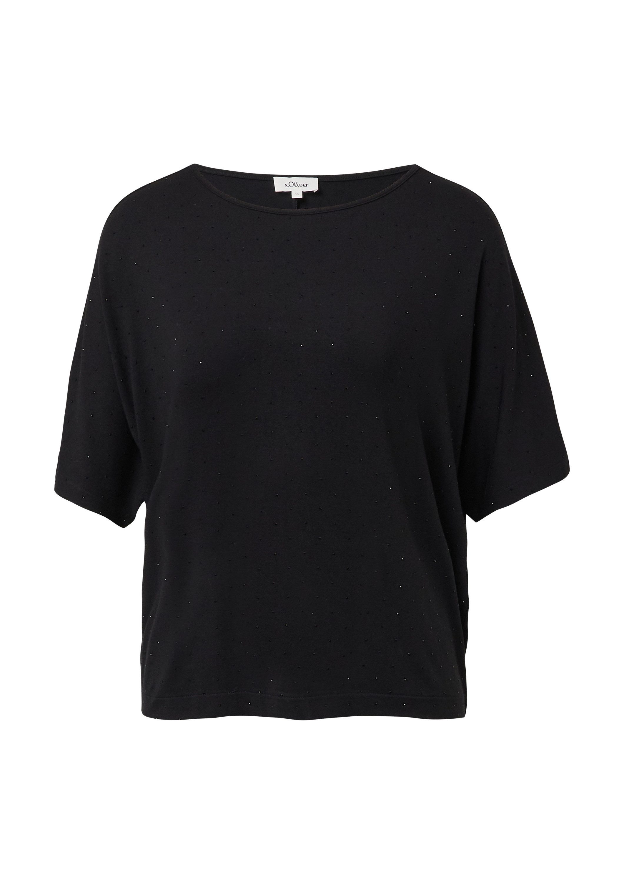 s.Oliver Kurzarmshirt T-Shirt Fließendes T-Shirt mit Glitzersteinen günstig online kaufen