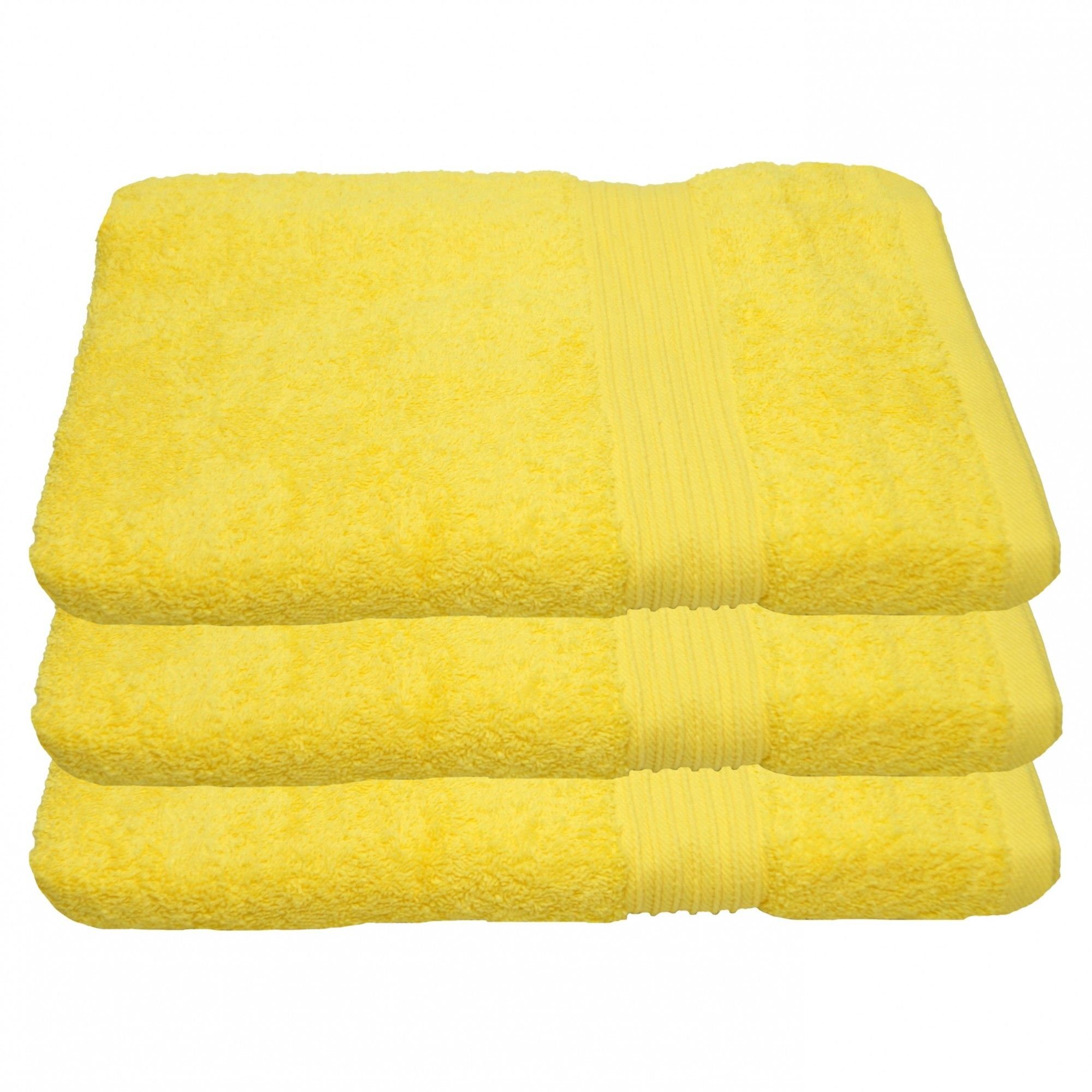 70 x 3-Duschtücher-Gelb-Duschtuch Julie (3-St) Duschtücher Julsen cm, 140 Baumwolle