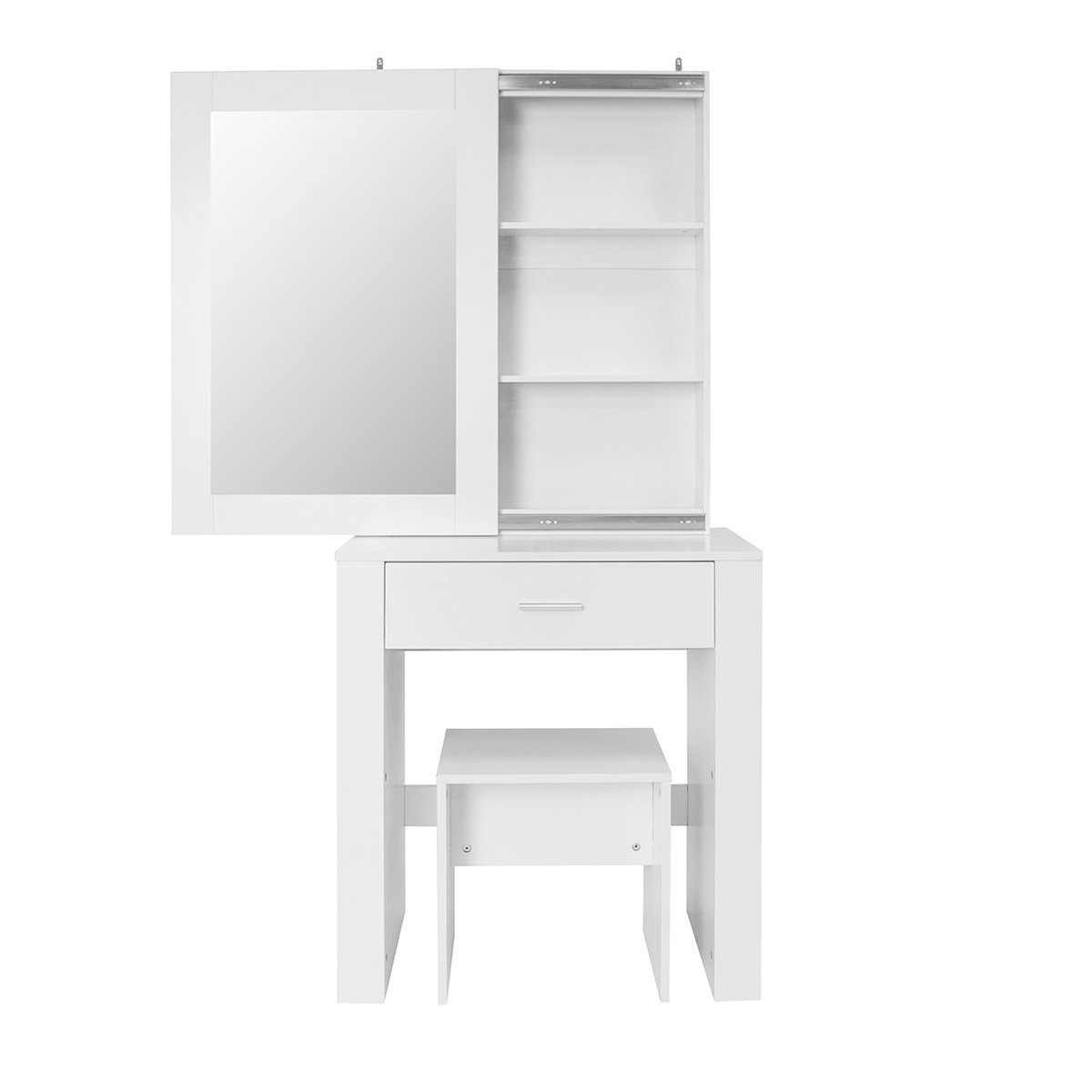 Schminktisch, Kosmetiktisch mit Hocker und Spiegel, Breite 73 cm