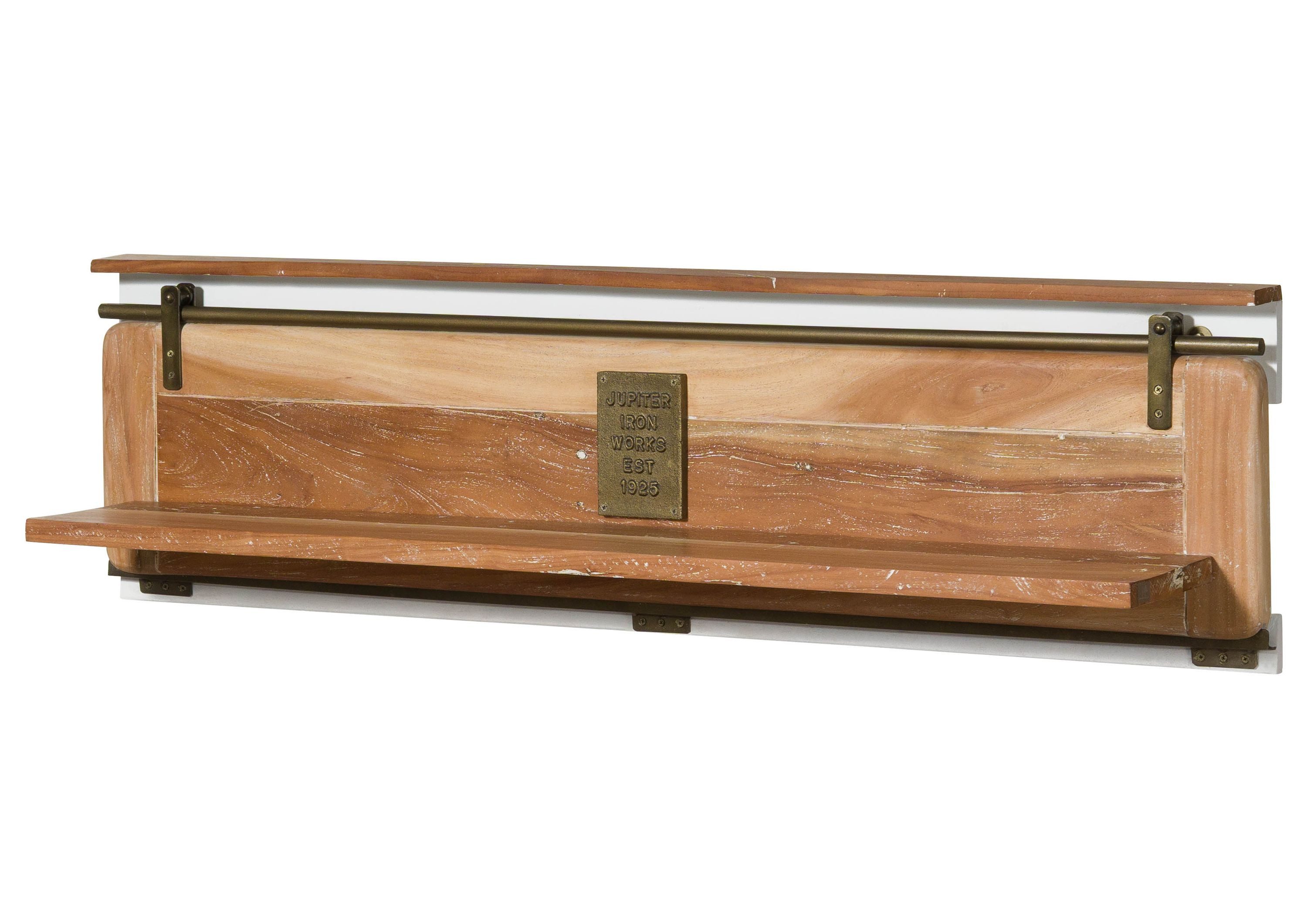 Massivmoebel24 Wandregal RAILWAY, 1-tlg., Mango 140x25x38 weiß lackiert RAILWAY #589