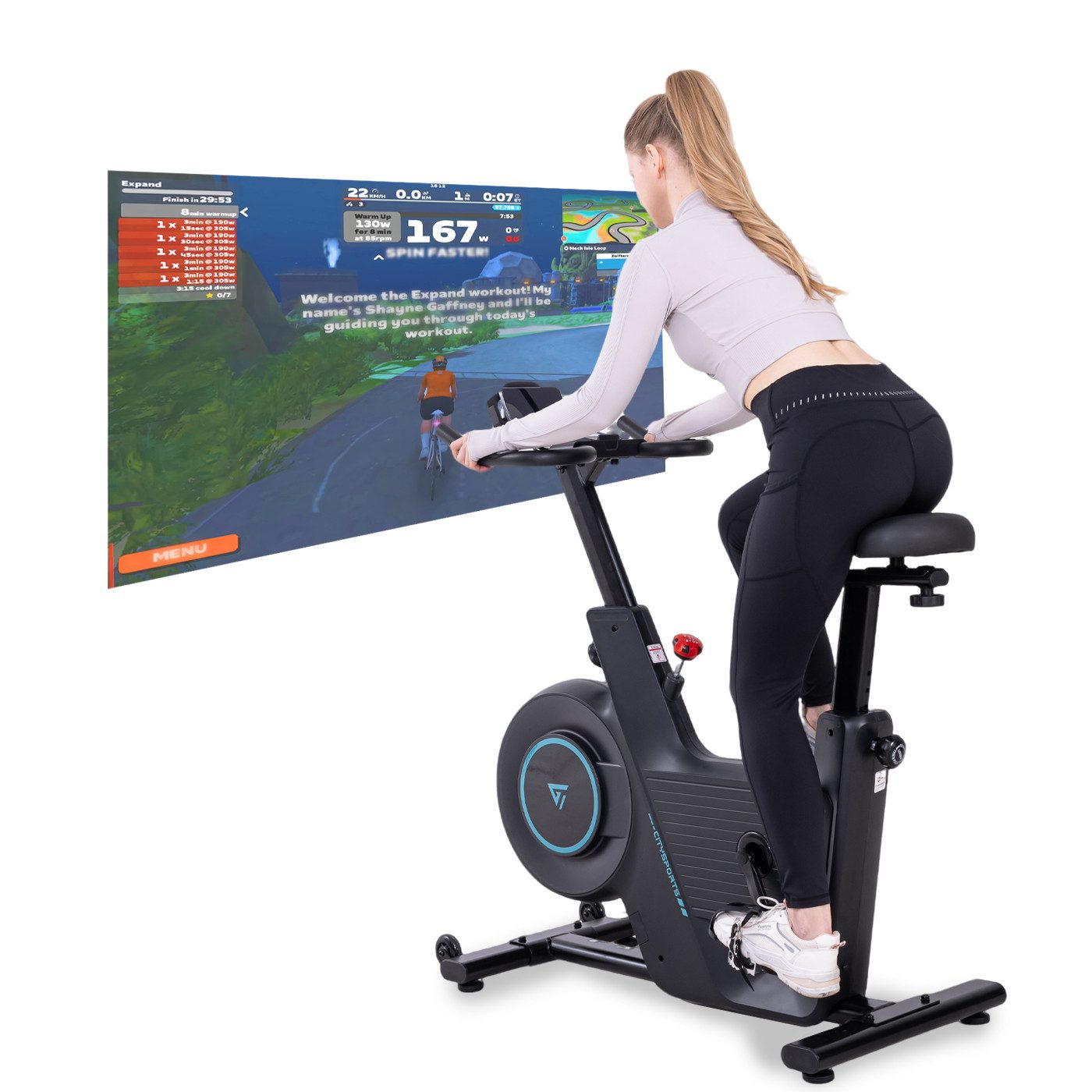 Heimtrainer mit Trainingsspiel-App, X-BIKE,Fitnessbike, max 120kg