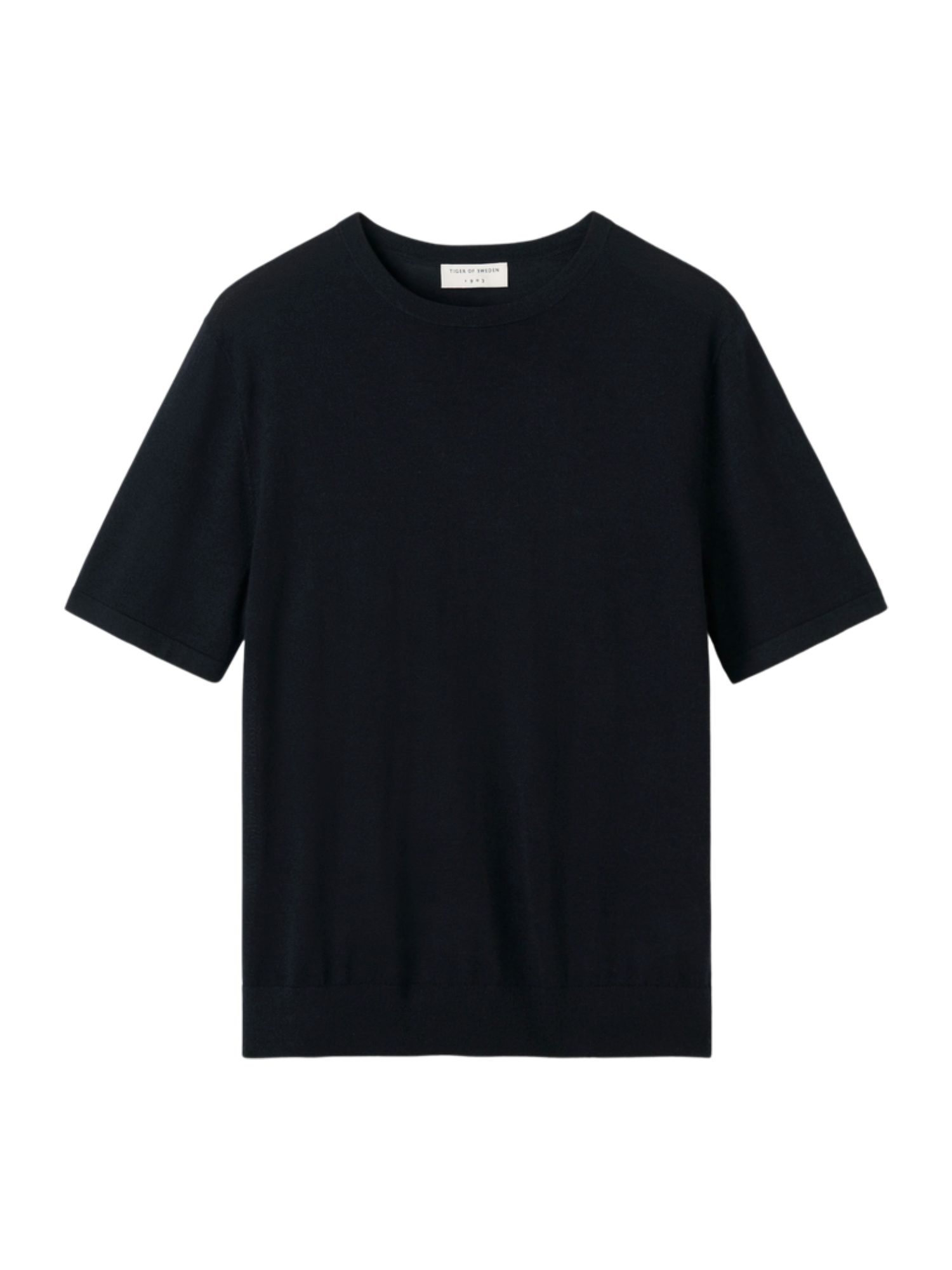 Tiger of Sweden Kurzarmhemd schwarz,Casual,Wolle,Unifarben,Rundhals,Kurz,Regular Fit