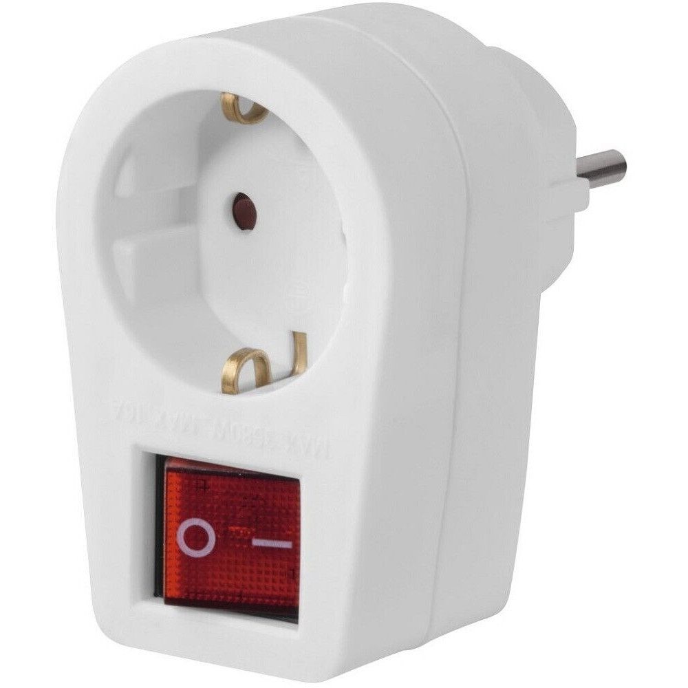 Hama Hama Steckdosenadapter mit Schalter und Berührungsschutz Stromadapter Typ F zu Netzkabel/Adapter