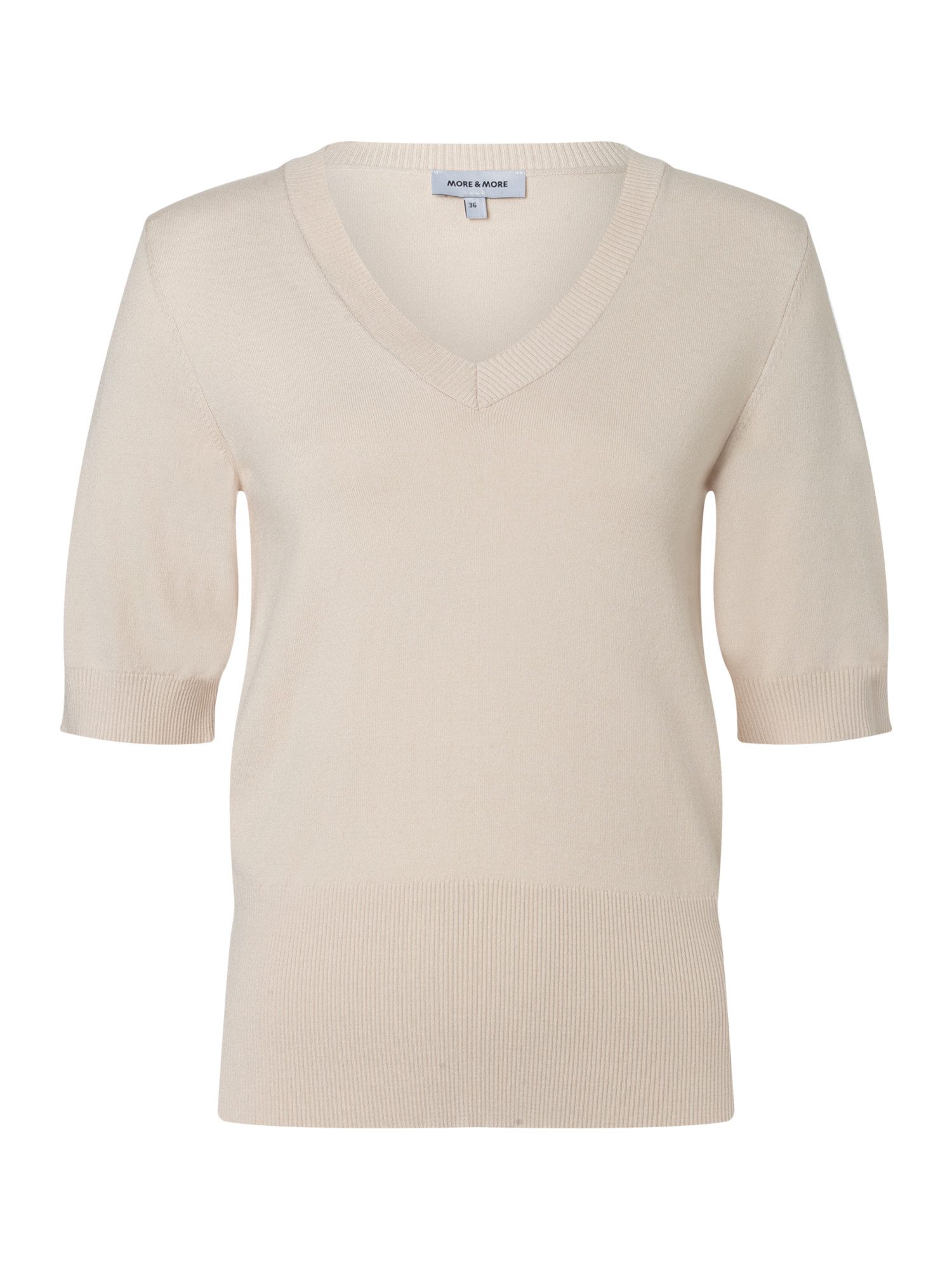 Rundhalspullover stilvoller, softer Feinstrick- Halbarmpullover