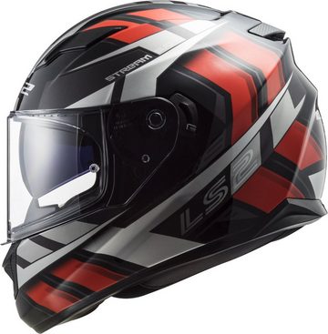 LS2 Motorradhelm FF320 Stream Evo Loop schwarz-rot, Integralhelm Motorradhelm Rollerhelm mit Sonneblende Damen Herren