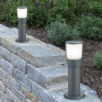 etc-shop LED Außen-Stehlampe, LED-Leuchtmittel fest verbaut, Warmweiß, 2er Set LED Außen Steh Lampe ALU Garten Weg Beleuchtung Terrassen