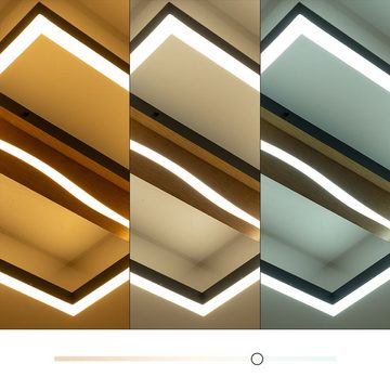 Globo LED Deckenleuchte, Leuchtmittel inklusive, Kaltweiß, Warmweiß, Neutralweiß, Tageslichtweiß, Wohnzimmerleuchte Deckenleuchte LED Holz Memory Fernbedienung L 40 cm