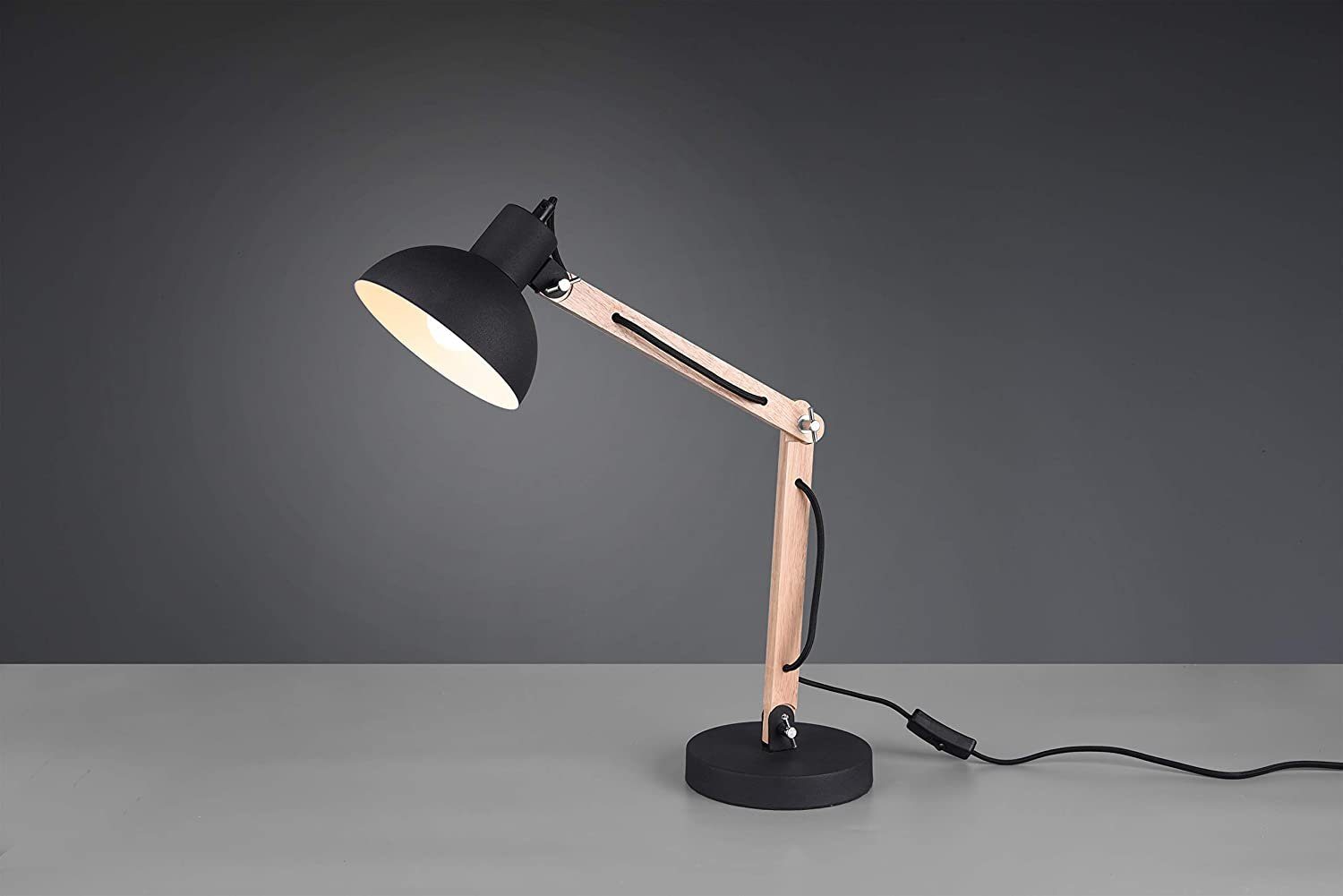 flexibel Leuchtmittel, Holzoptik, Design, Leuchtmittel, Woody, ohne abhängig verstellbar Schreibtischlampe vom schwarz lightling