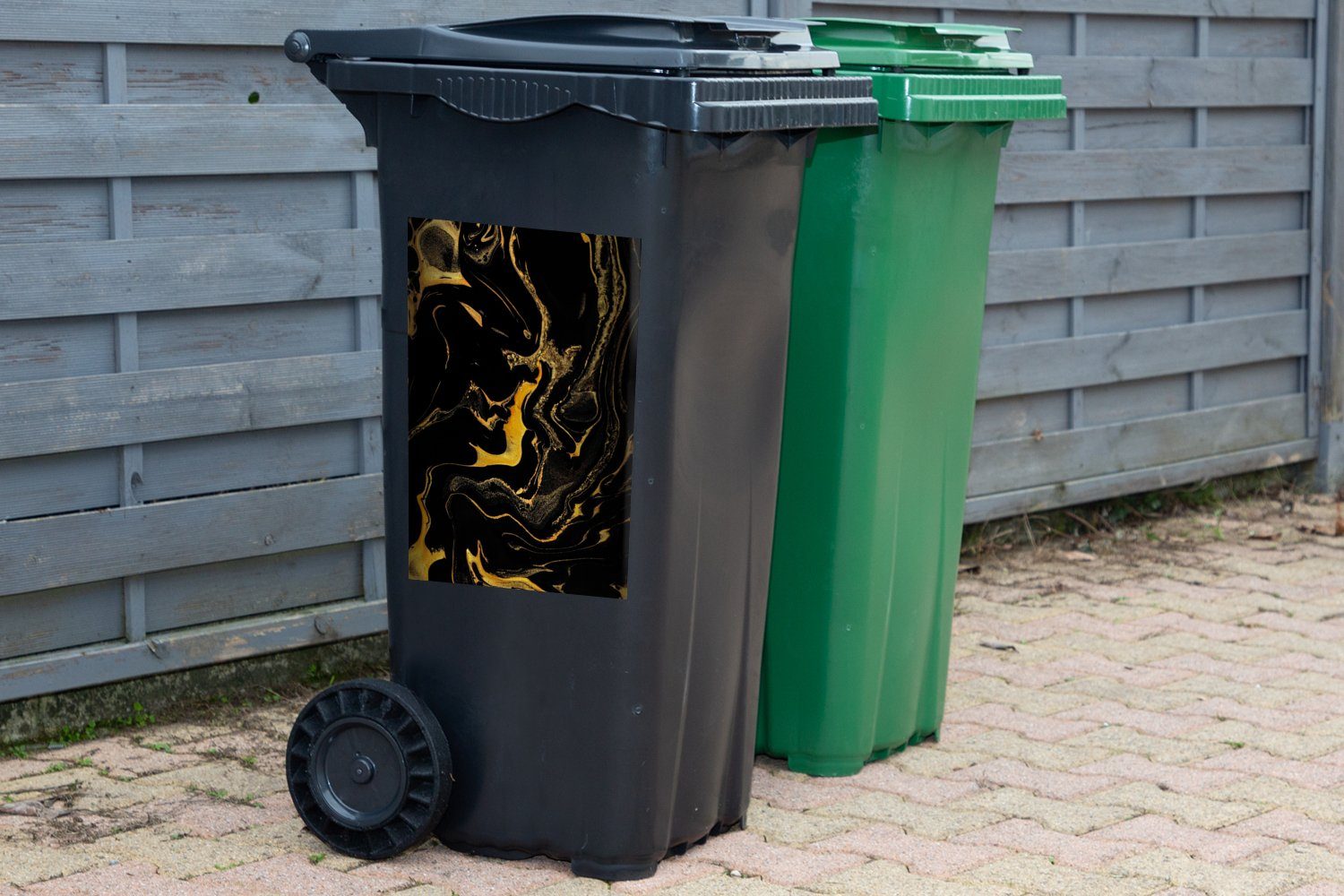(1 - Gold Wandsticker Mülltonne, St), Schwarz - Container, Mülleimer-aufkleber, MuchoWow Abfalbehälter Sticker, Muster