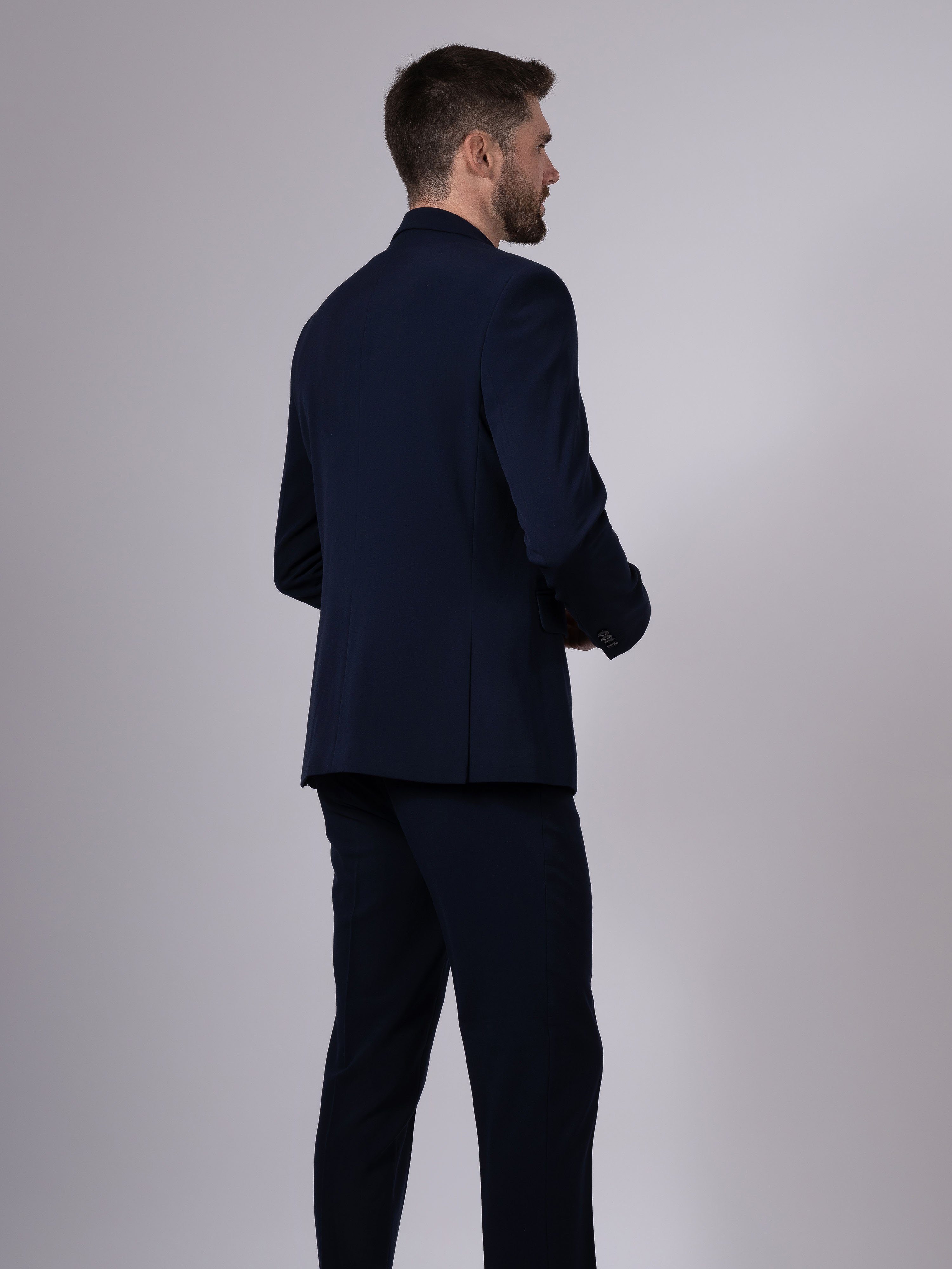 Set) modernen Regular Anzug Business (Anzughose Dunkelblau Hirschthal 2-tlg., & mit Look, Sakko, Herren Anzug Kleidersack Anzug im Fit