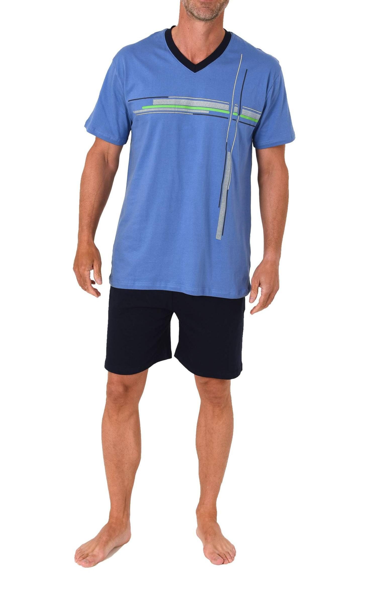 Pyjama Normann Herren Schlafanzug Shorty mit Frontprint - auch in Übergröße