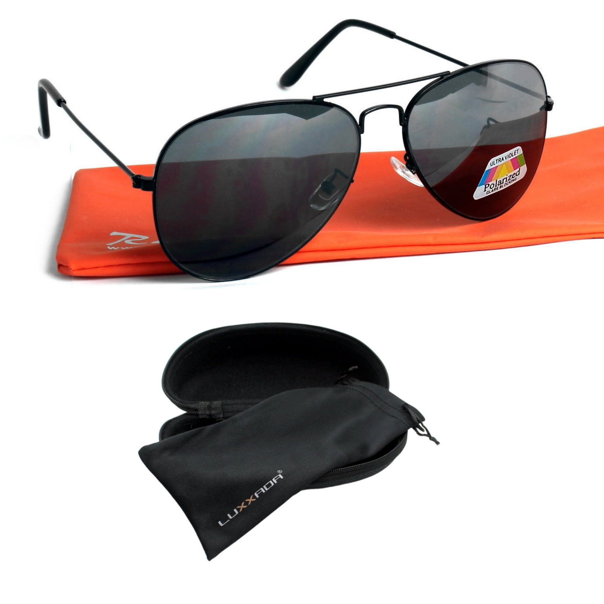 Rennec Sonnenbrille Pilotenbrille Polarisiert UV400 Retro Gelenke und Hardcase Polarisierte Gläser Schwarz Getönt, Braun Getönt, Silber Verspiegelt
