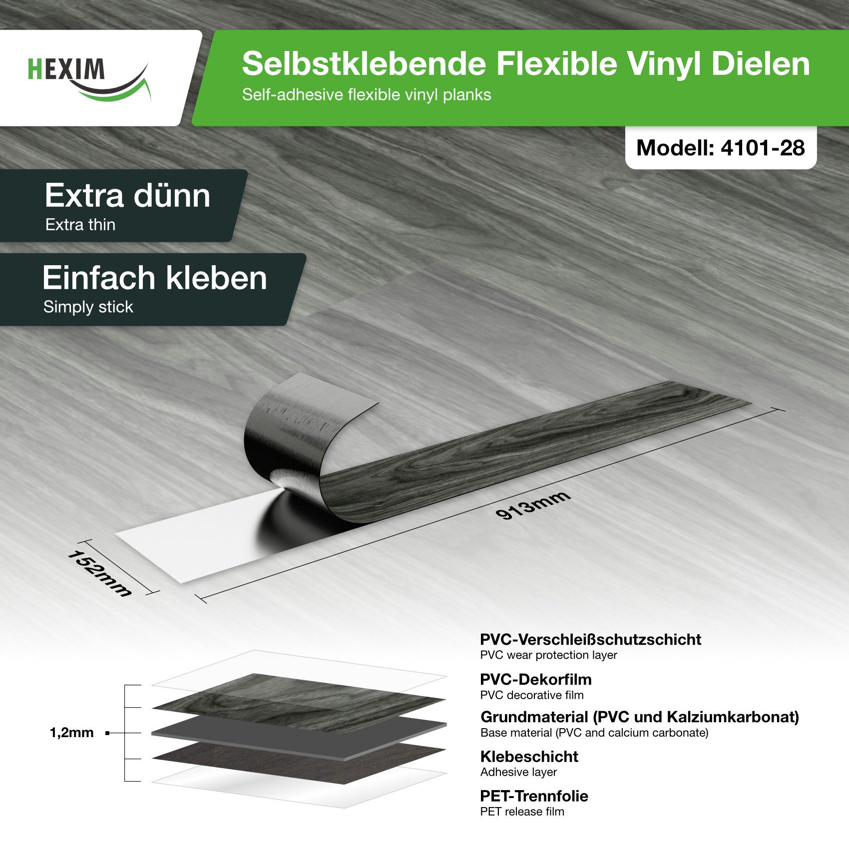 Hexim Vinylboden, Vinyldielen 0,97m² selbstklebend PVC Wandverkleidung Bode günstig online kaufen