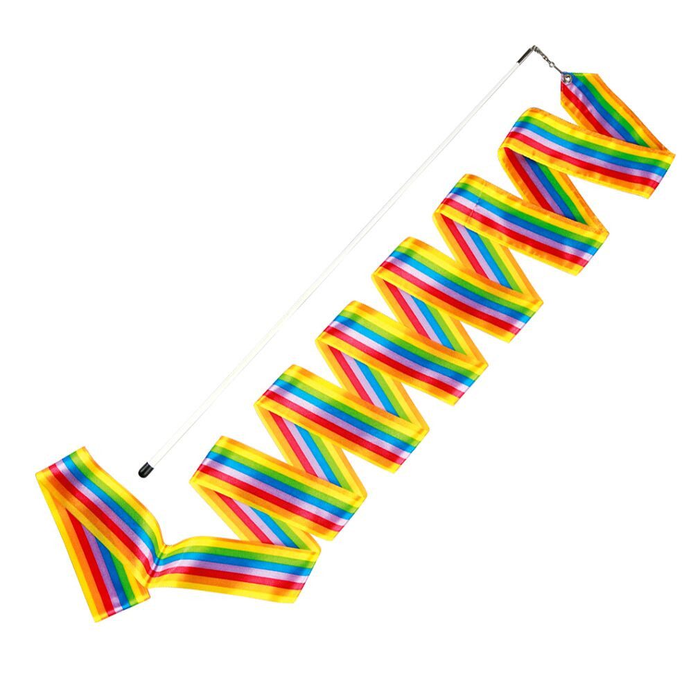 Gymnastikband Gymnastikband mit Stab Regenbogen