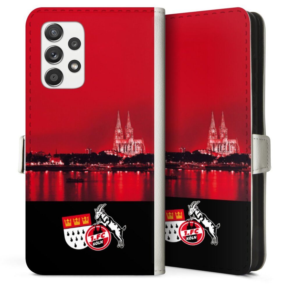 DeinDesign Handyhülle Skyline 1. FC Köln Offizielles Lizenzprodukt Skyline Köln Rot, Samsung Galaxy A52s 5G Hülle Handy Flip Case Wallet Cover