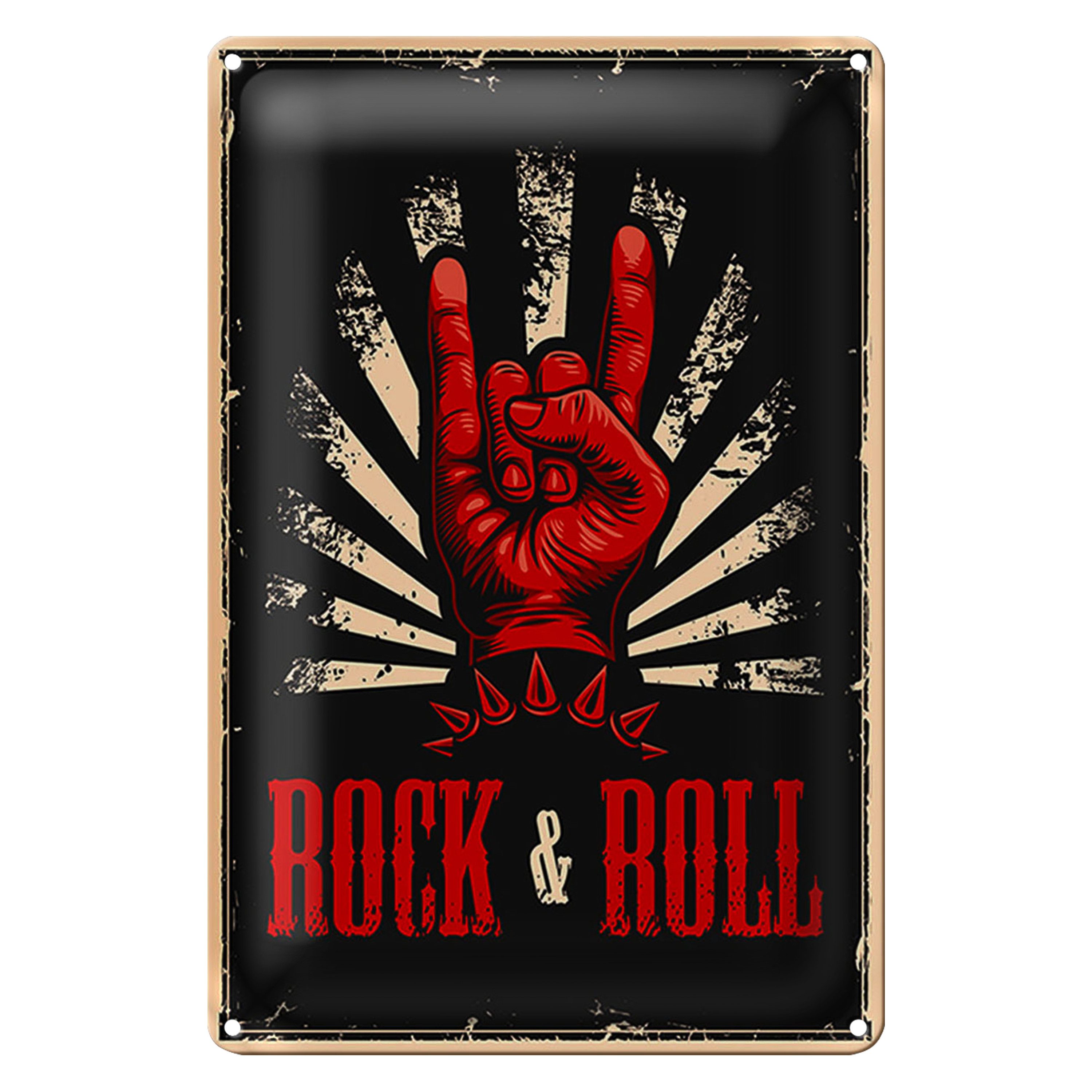Roomando Metallschild Retro 12x18cm Rock & Roll Musik