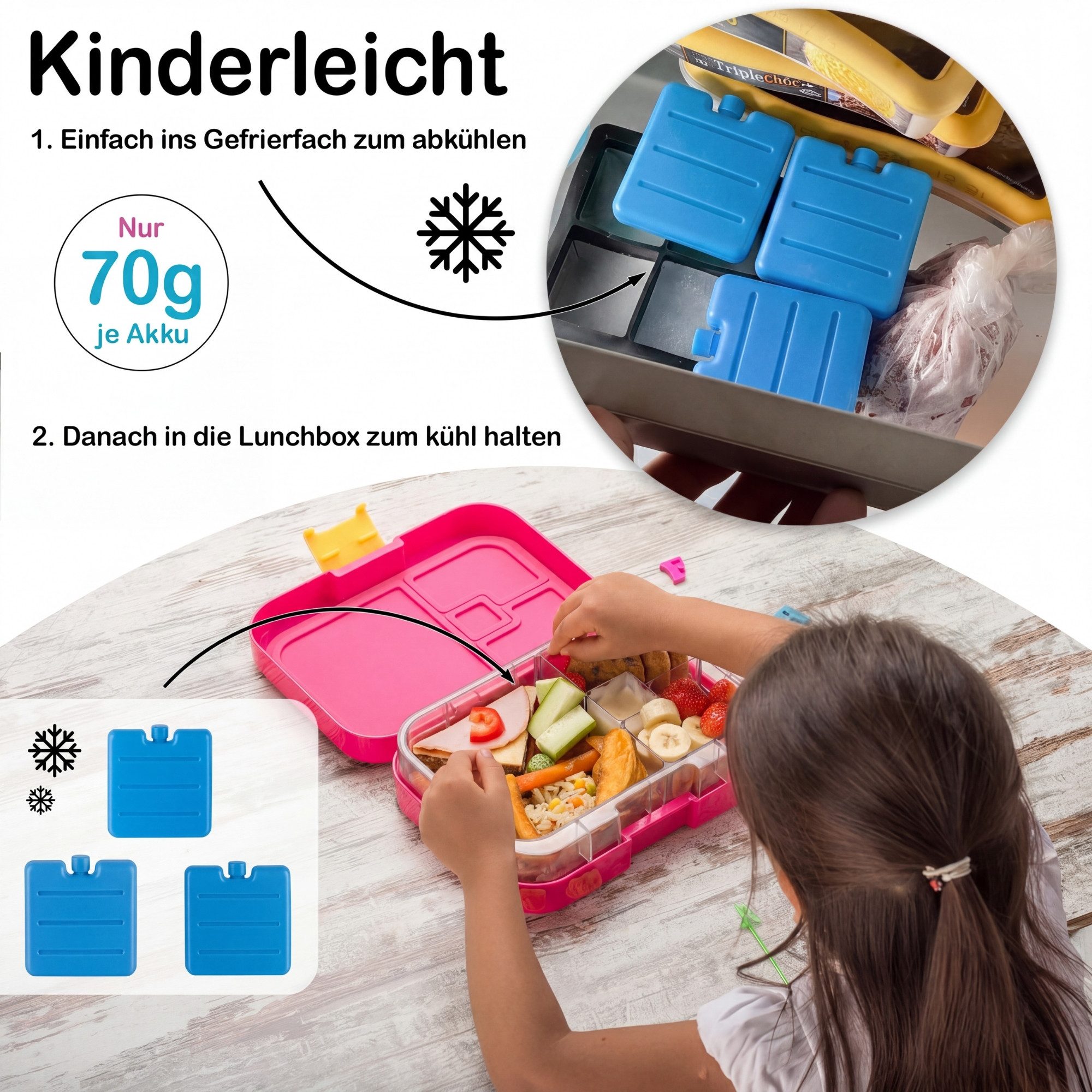 BigDean Kühlakku 6x Mini Kühlakkus 7,5cm klein perfekt für Kühltasche Brotdose Lunch, Mini Kühlakkus, Platzsparen, Passt in jede Lücke