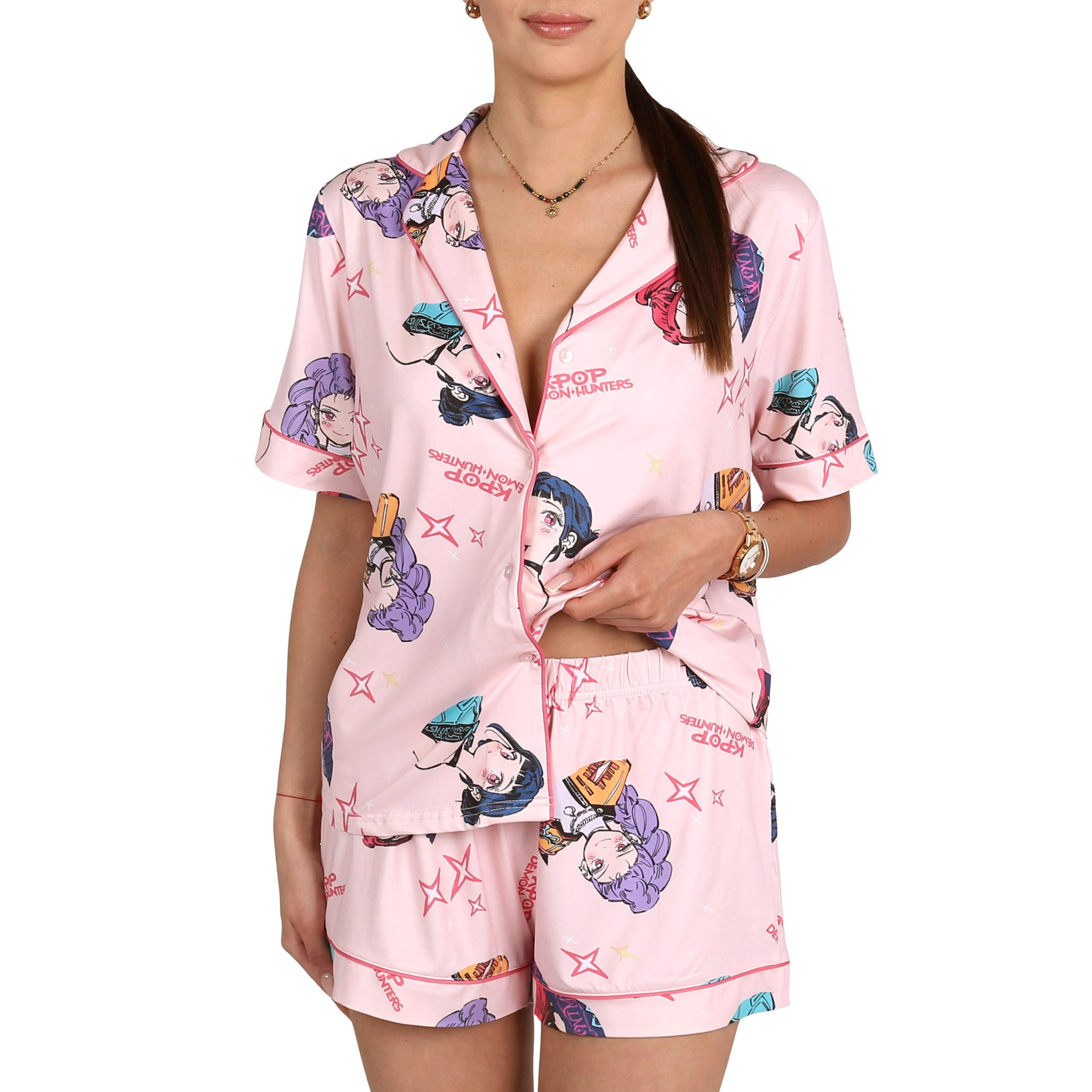 Sarcia.eu Pyjama K-Pop Demon Hunters Damen-Sommerpyjama mit Knöpfen