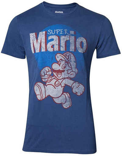 Super Mario T-Shirt SUPER MARIO T-Shirt blau vintage Herren + Jugendliche Gr. S M L XL XXL