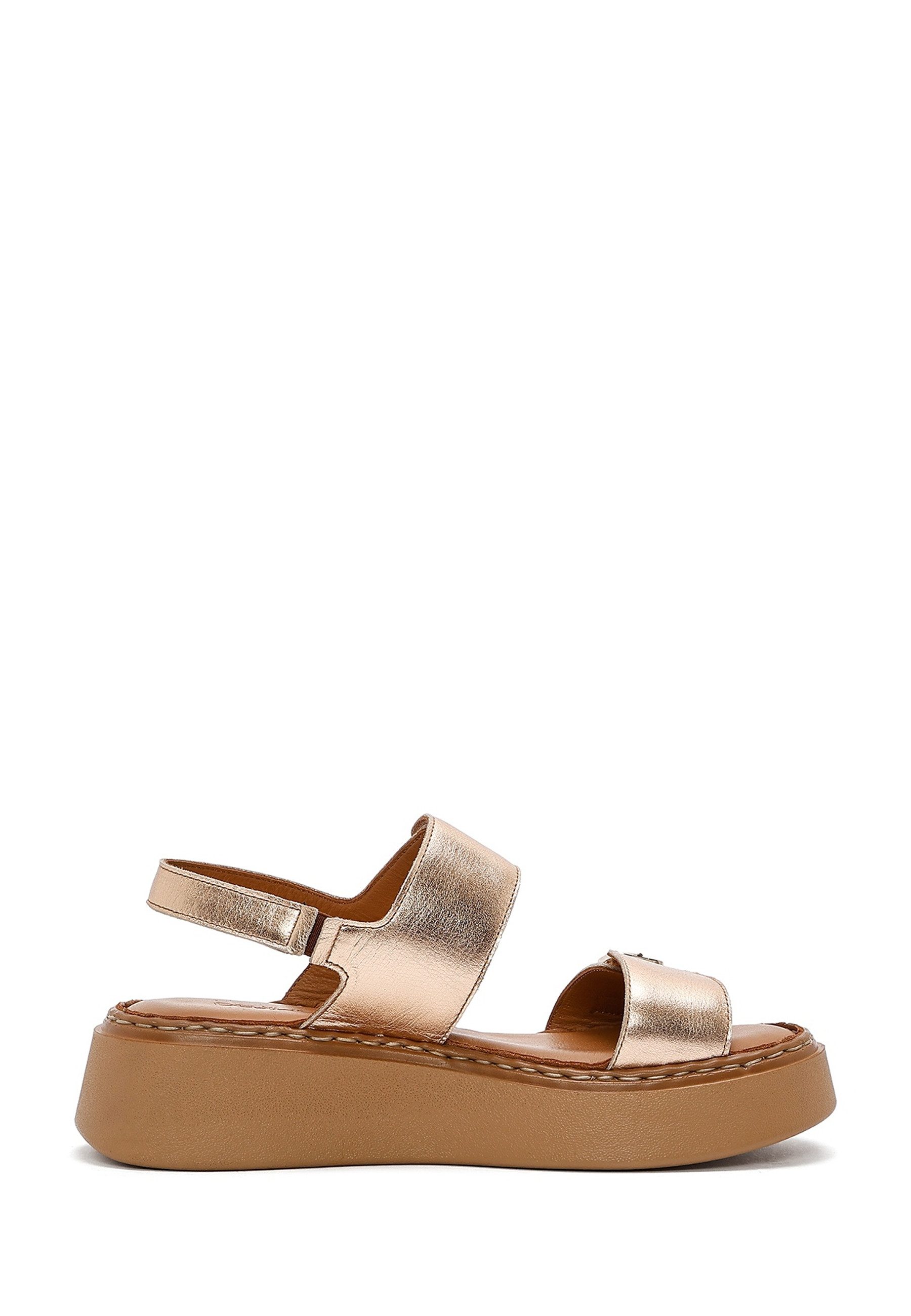 Derimod Sandalen aus Leder Sandale Echtes Leder, Lederfutter, Verstellbare Schnallen, Plateau-Design