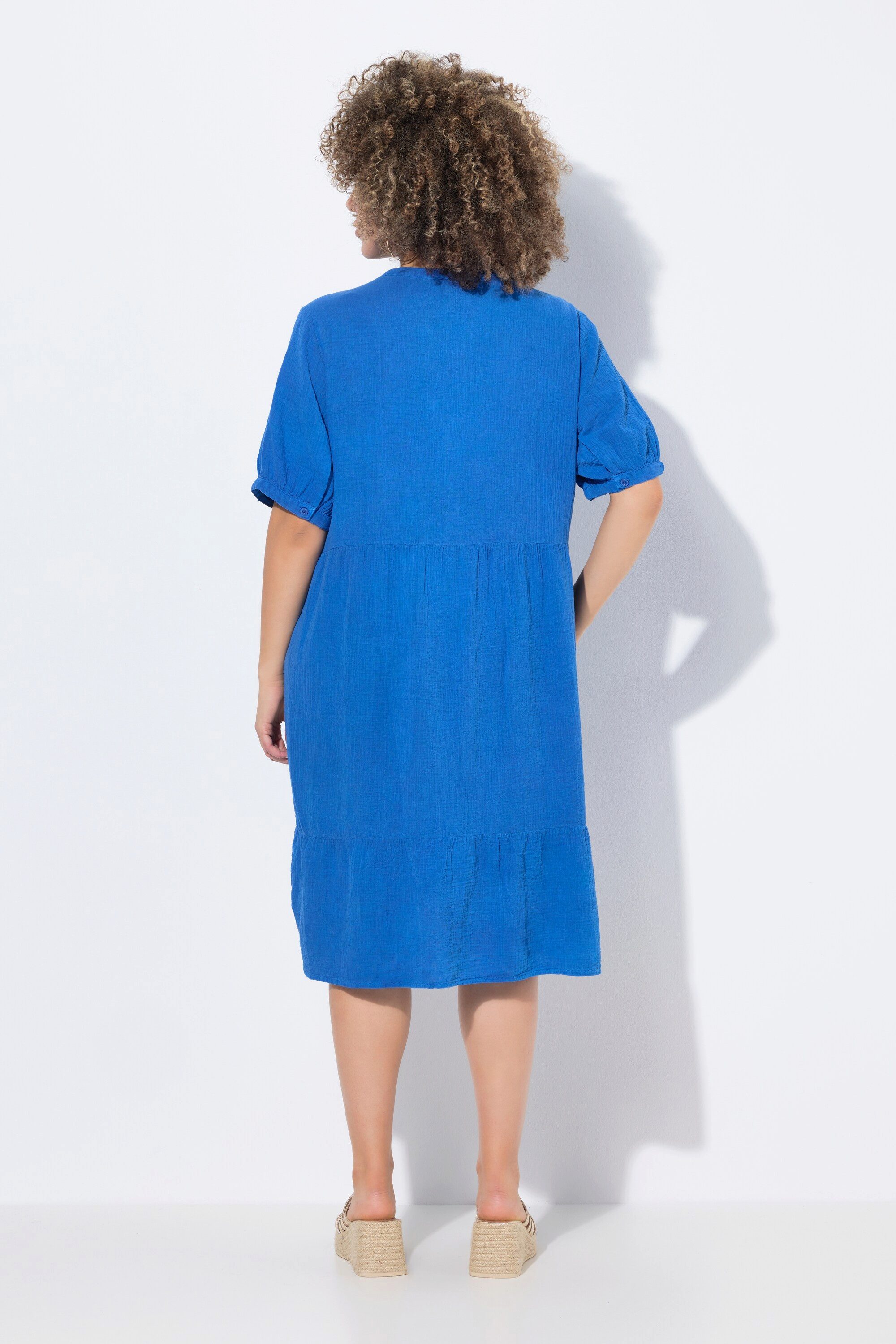 Ulla Popken Hemdblusenkleid Musselin-Kleid A-Linie Tunika-Ausschnitt günstig online kaufen