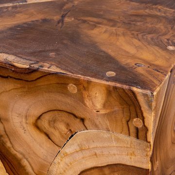 Levandeo® Couchtisch, Beistelltisch Hocker Teakholz Tisch Höhe 45cm Holzhocker Holztisch