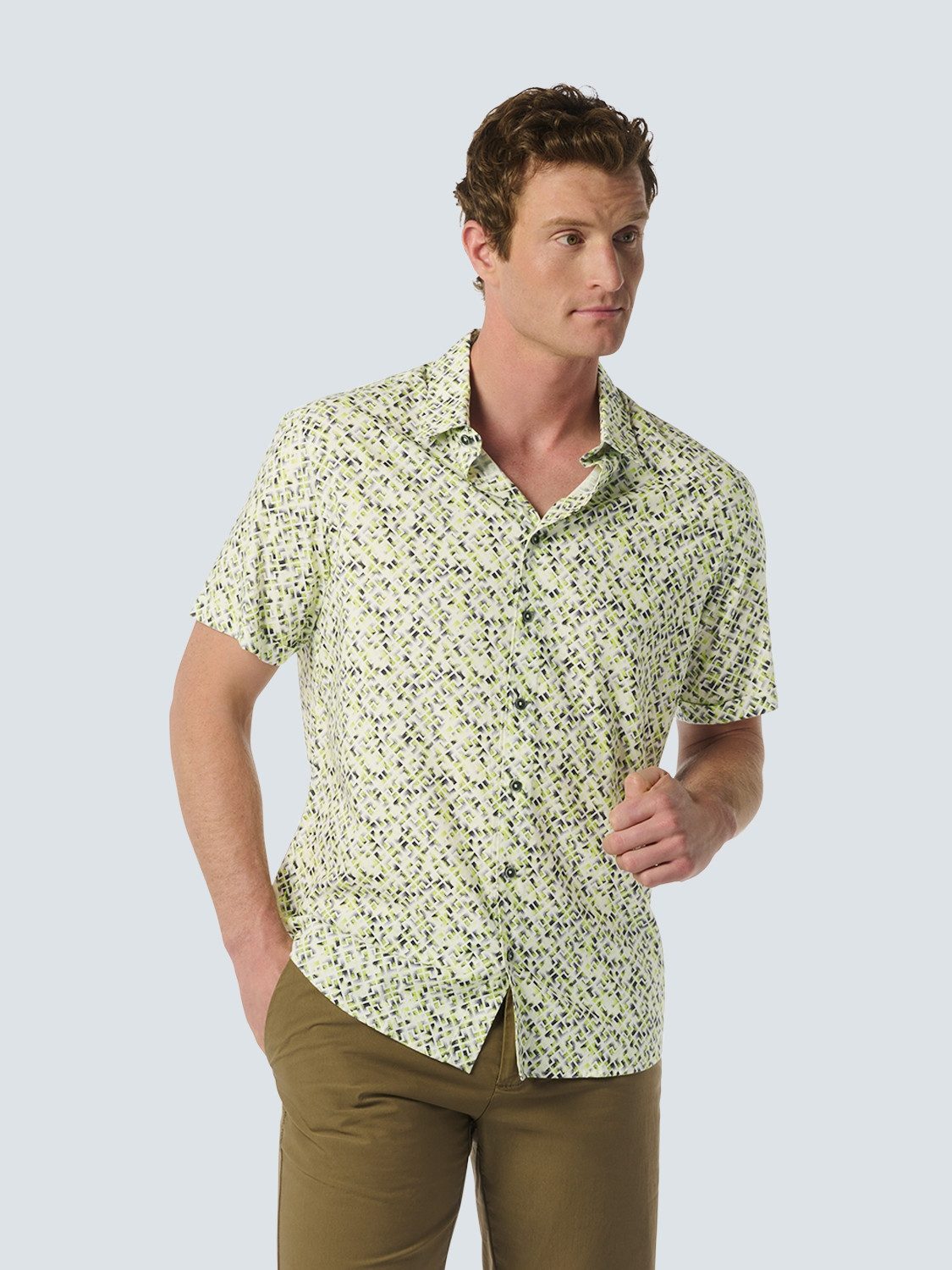 NO EXCESS Kurzarmhemd Shirt Short Sleeve Allover Printed